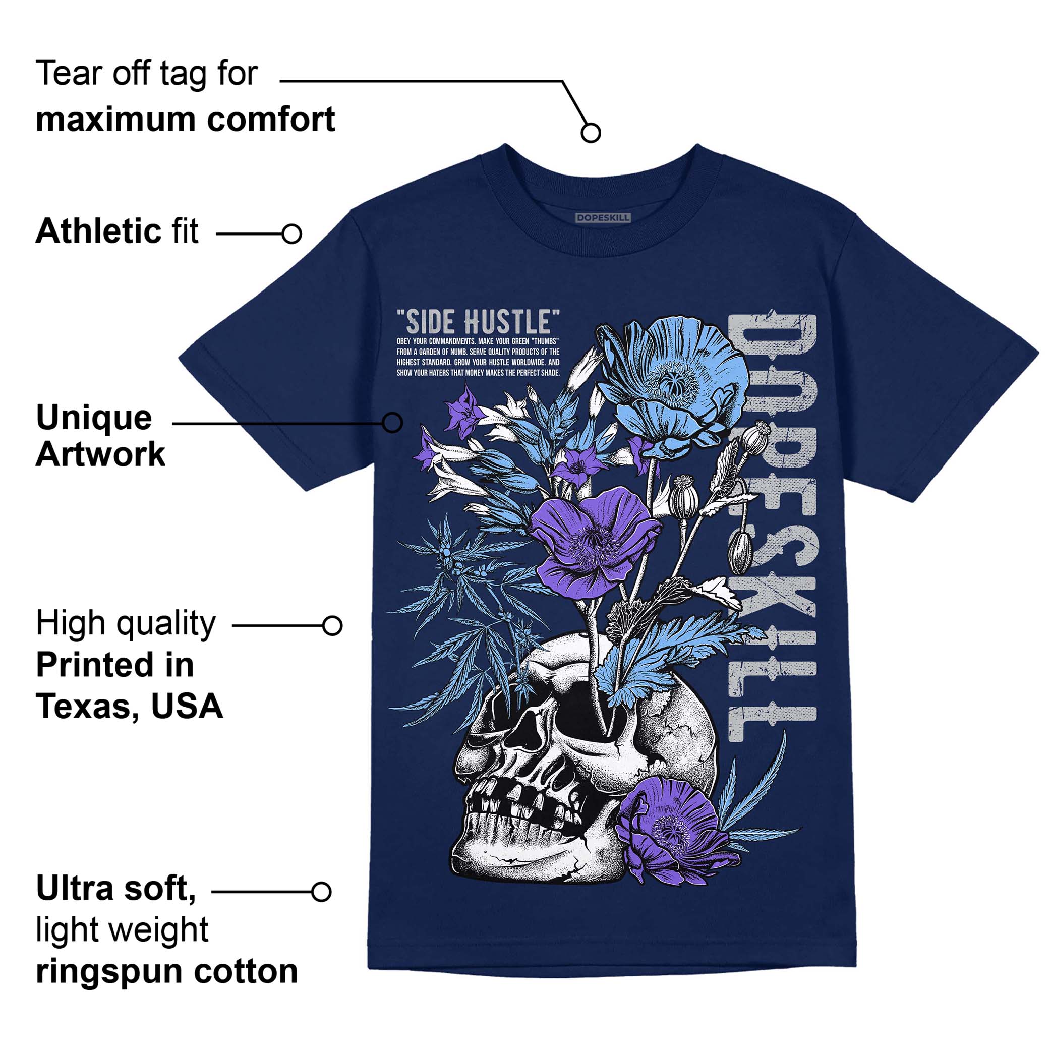 Midnight Navy 5s superstreetwear Navy T-Shirt Side Hustle Graphic
