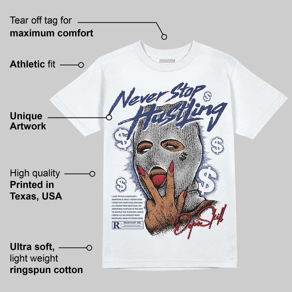 Rare Air Deep Royal Blue 1s superstreetwear T-Shirt Never Stop Hustling Graphic