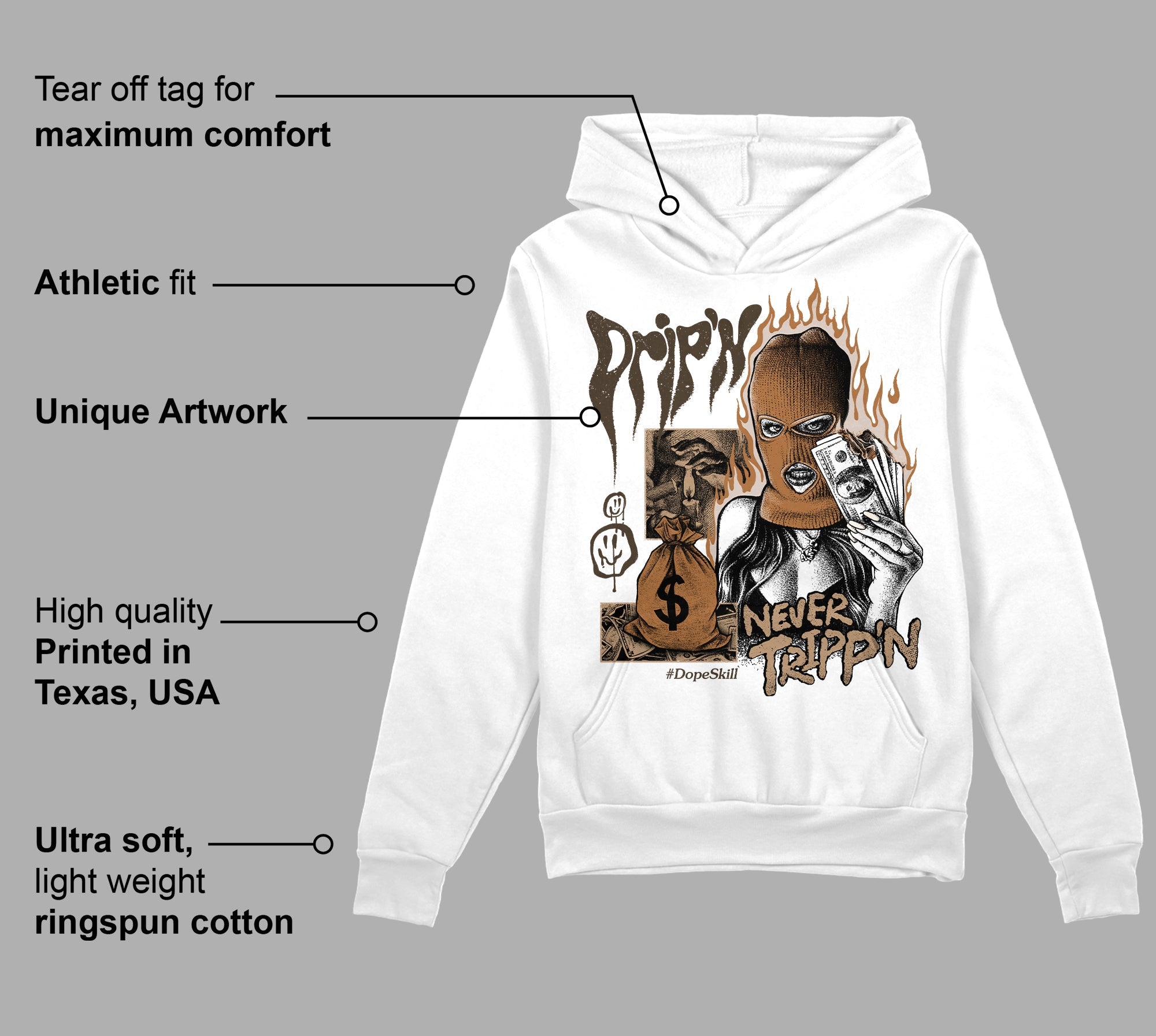 Palomino 3s superstreetwear Hoodie Sweatshirt Drip'n Never Tripp'n Graphic