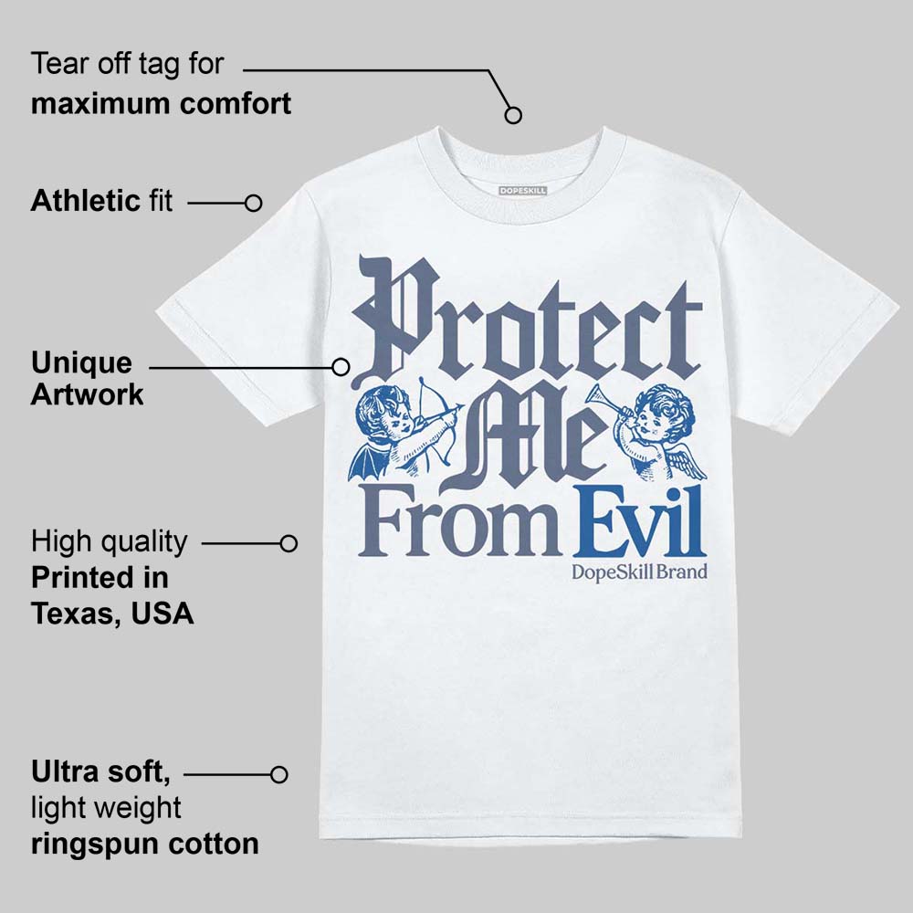 Diffused Blue 11s superstreetwear T-Shirt Protect Me From Evil Graphic
