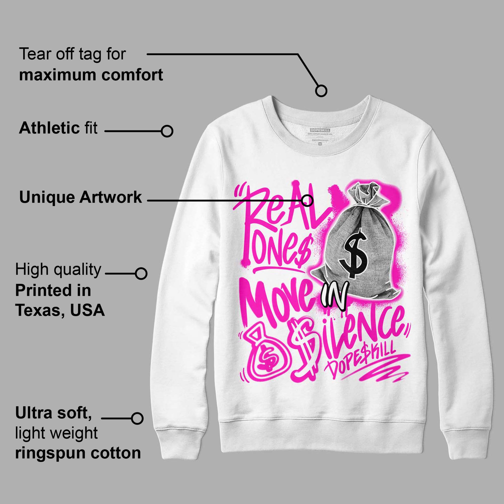 Dunk Low Active Fuchsia superstreetwear Sweatshirt Real Ones Move In Silence Graphic