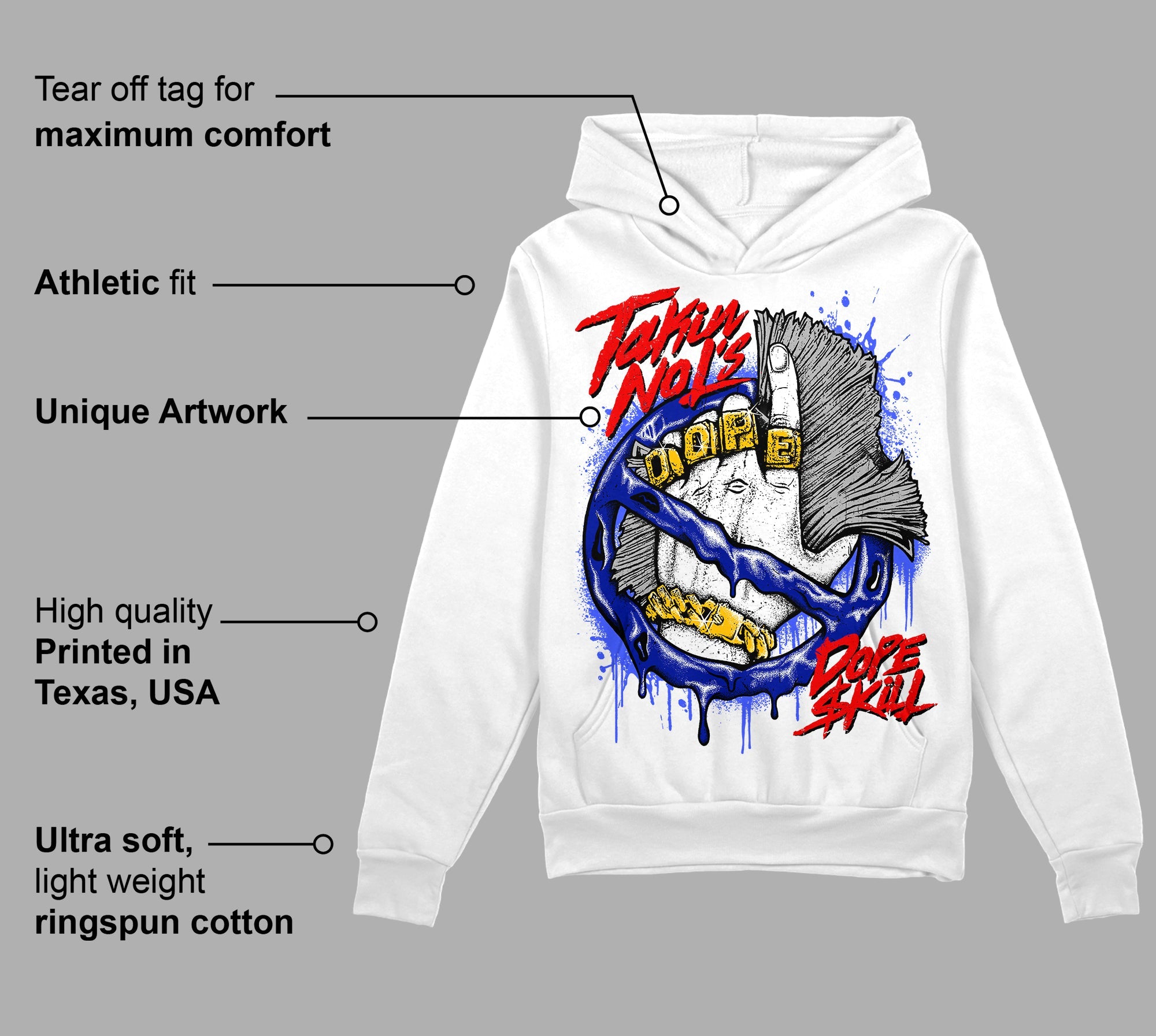 Racer Blue White Dunk Low superstreetwear Hoodie Sweatshirt Takin No L's Graphic