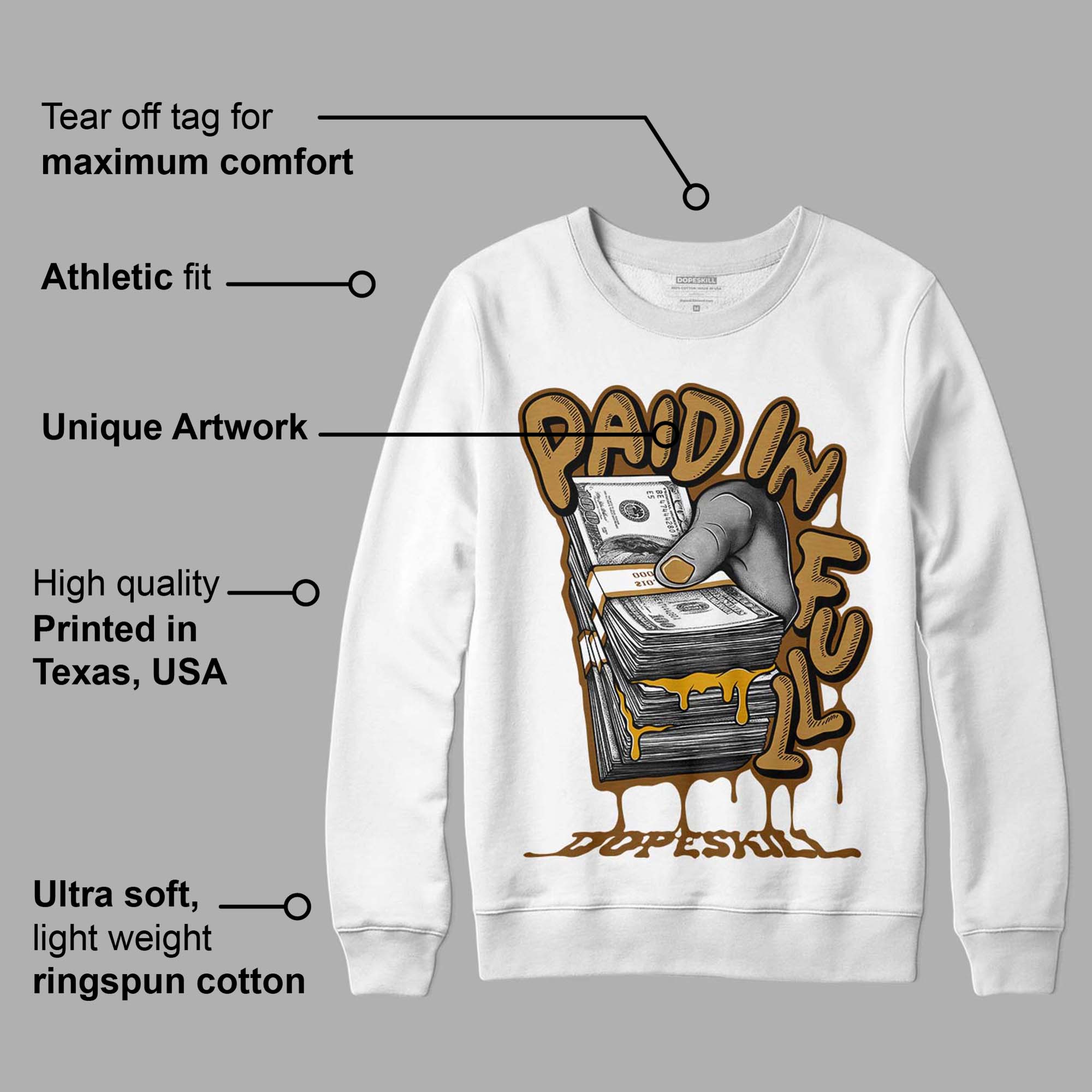 Wheat 13s superstreetwear Sweatshirt Paid In Full Graphic