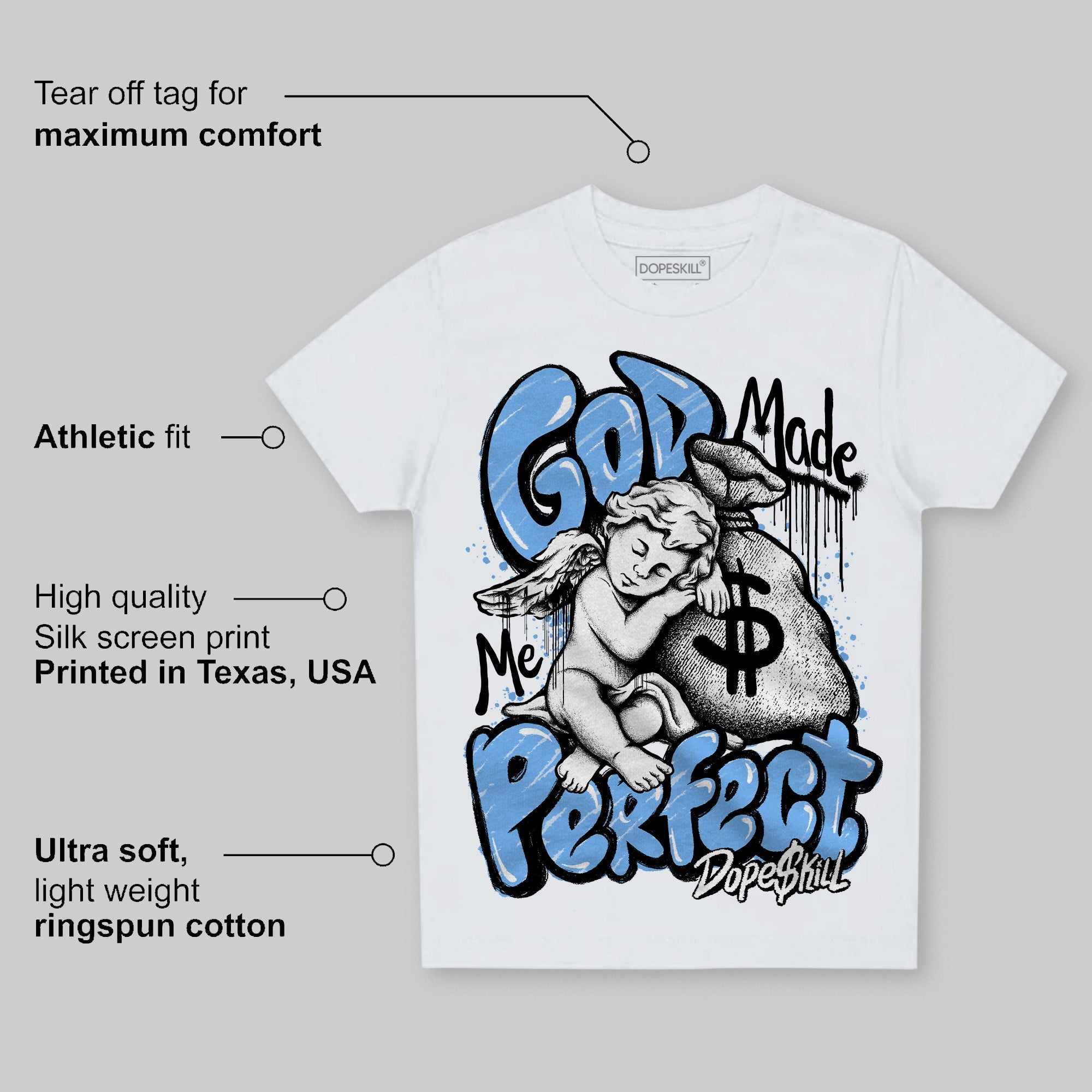 Powder Blue 9s superstreetwear Toddler Kids T-shirt God Made Me Perfect Graphic