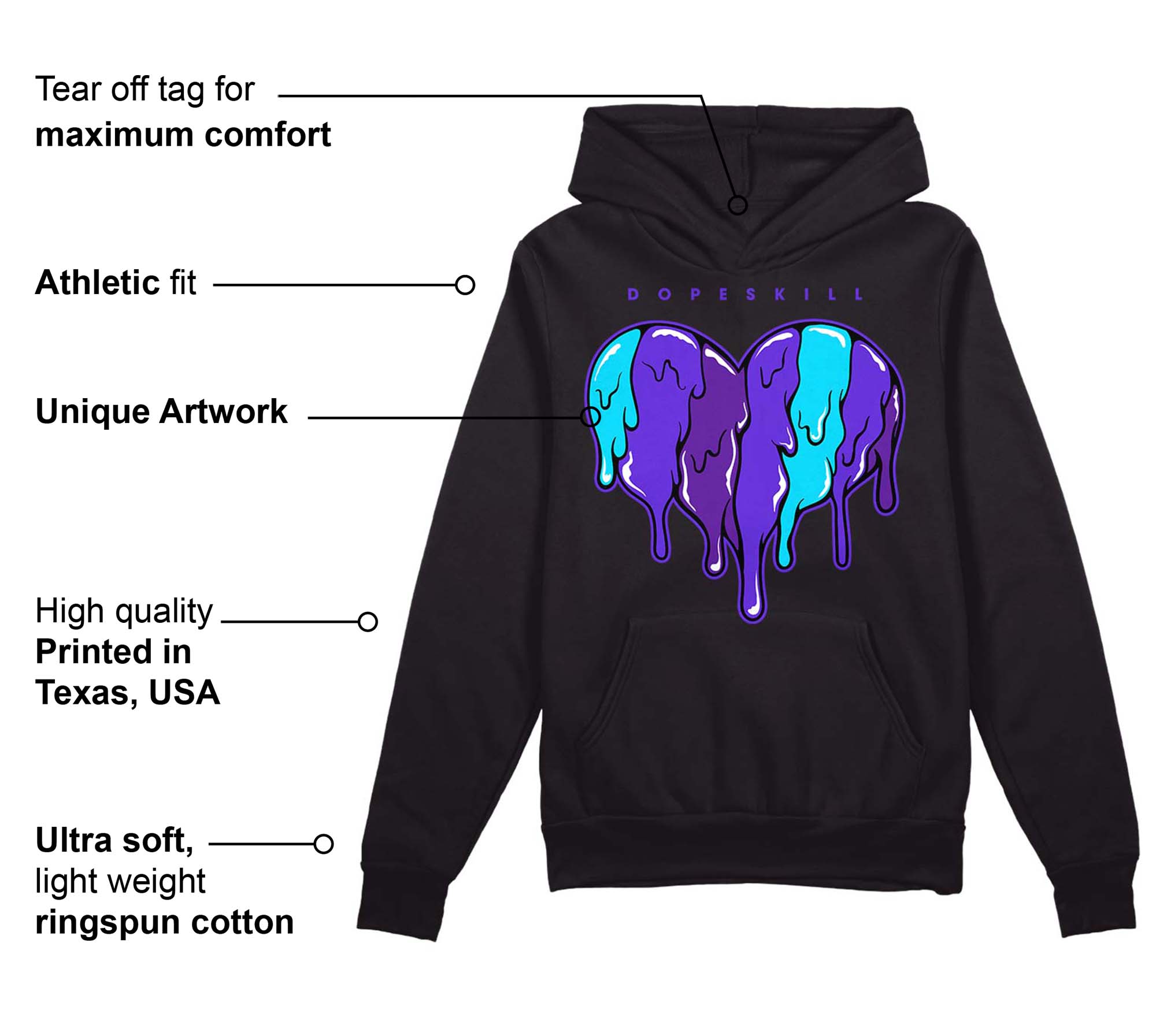 Aqua 6s superstreetwear Hoodie Sweatshirt Slime Drip Heart Graphic