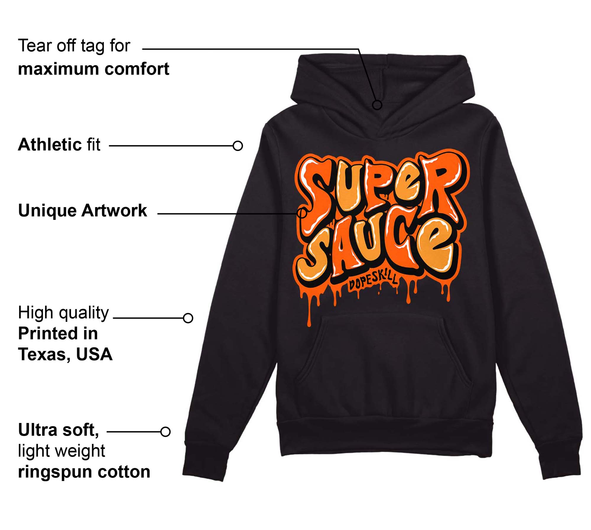 Brilliant Orange 12s superstreetwear Hoodie Sweatshirt Super Sauce Graphic