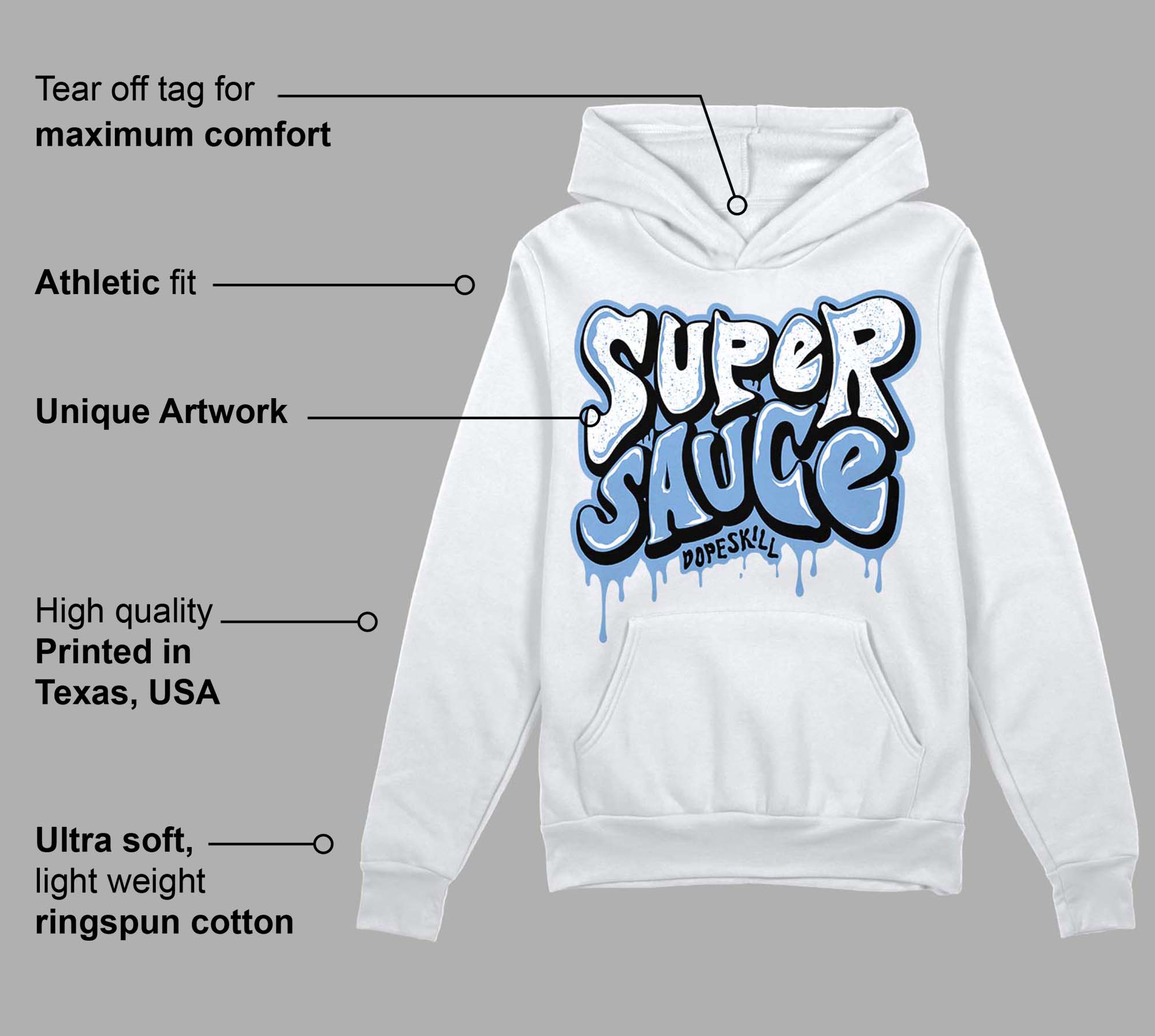 University Blue 5s superstreetwear Hoodie Sweatshirt Super Sauce Graphic