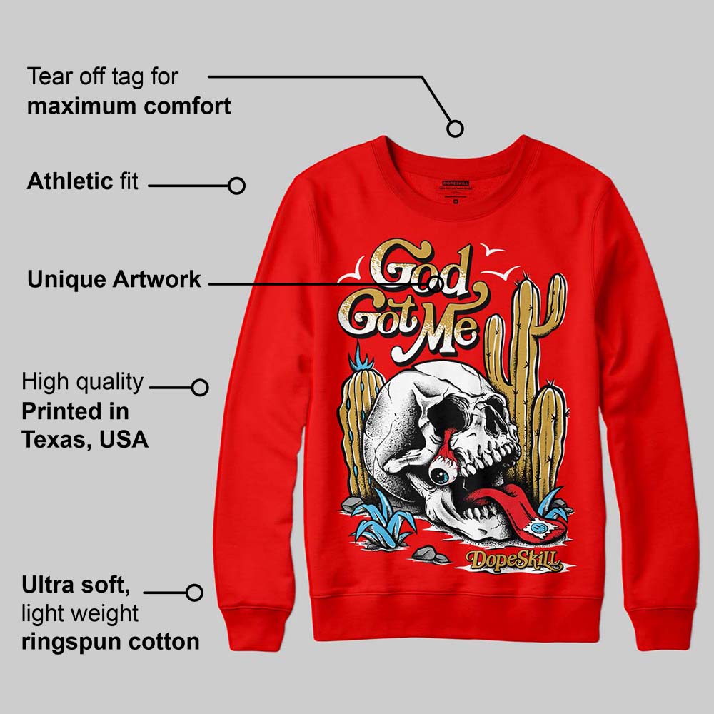 Red Collection superstreetwear Red Sweatshirt God Got Me Graphic