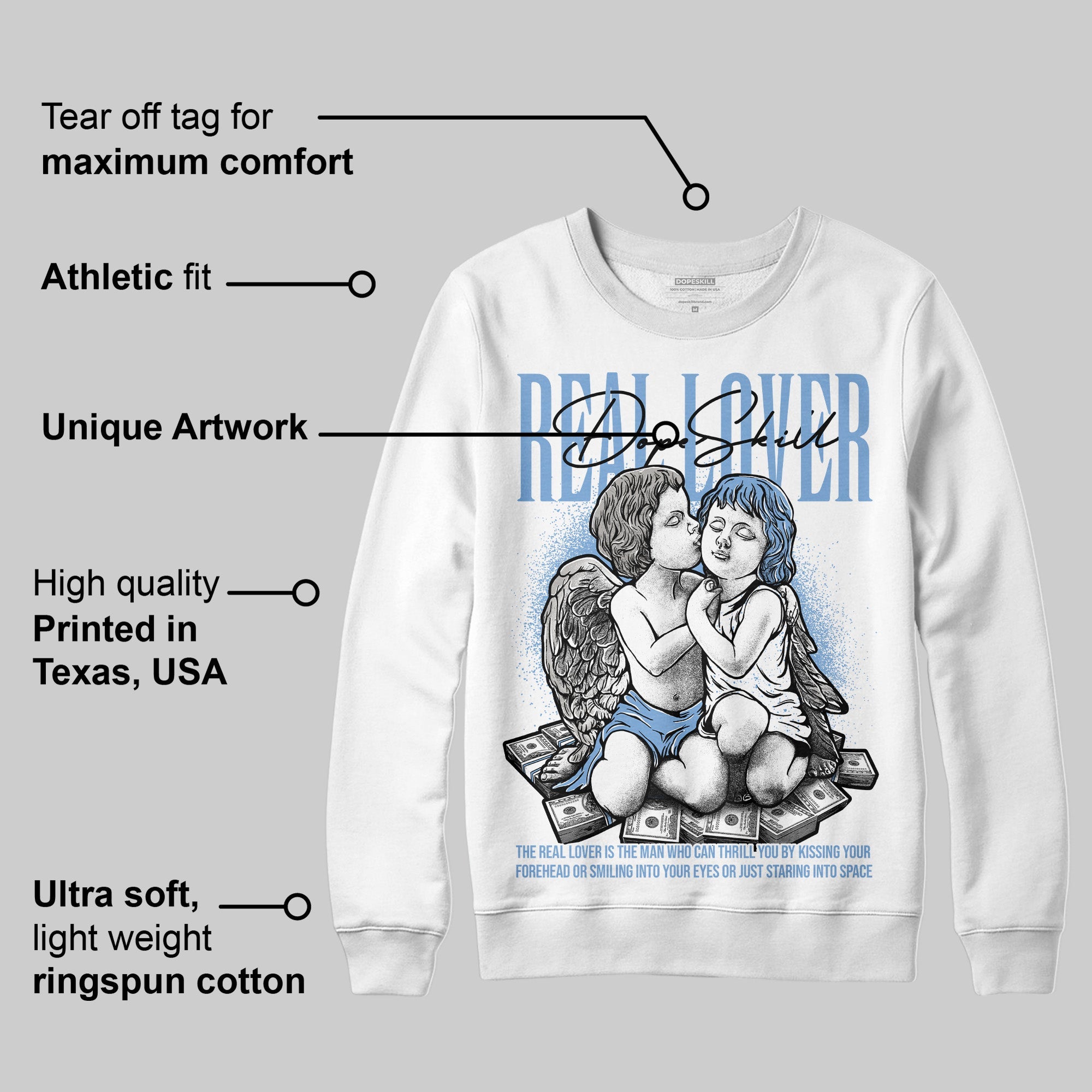 University Blue 5s superstreetwear Sweatshirt Real Lover Graphic
