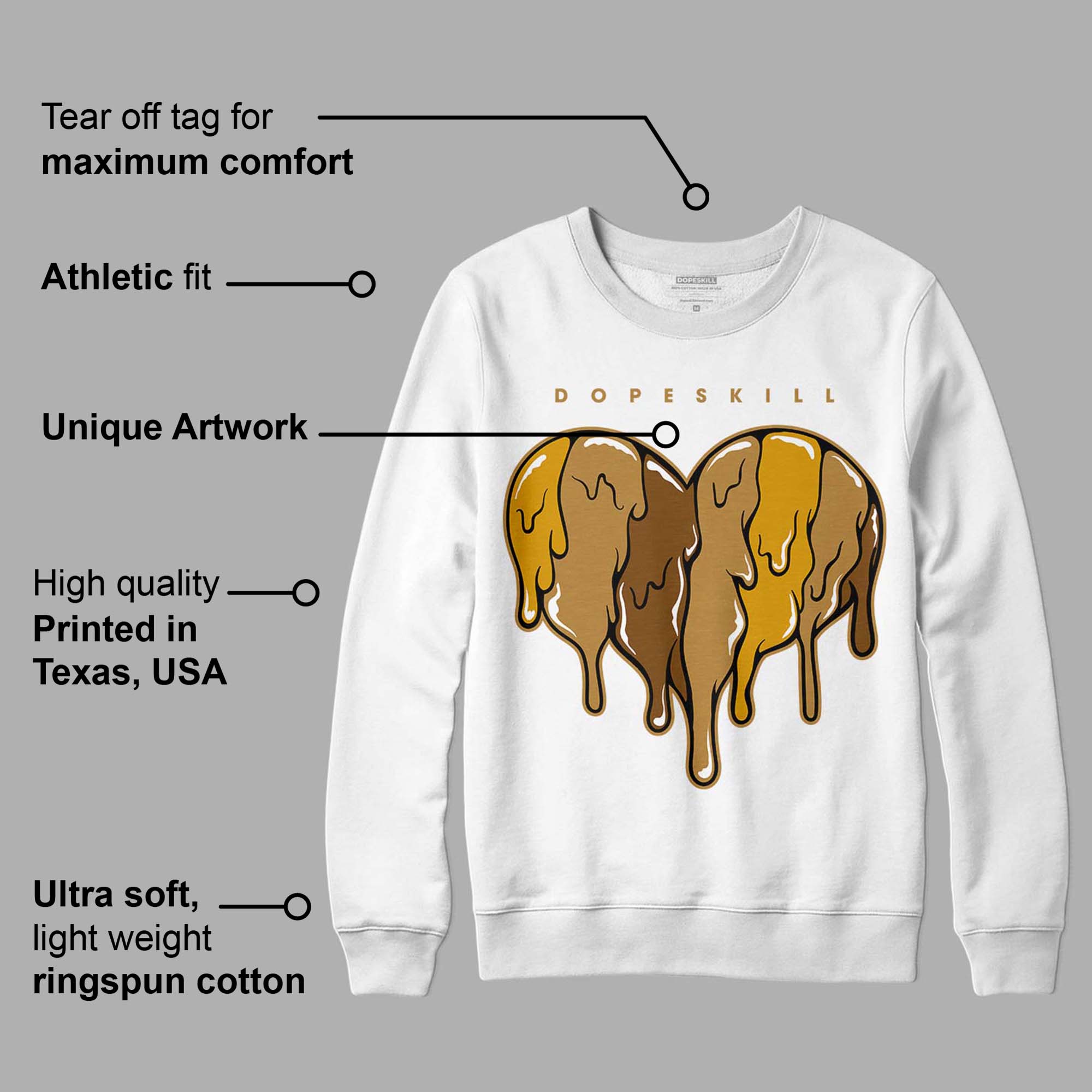 Wheat 13s superstreetwear Sweatshirt Slime Drip Heart Graphic