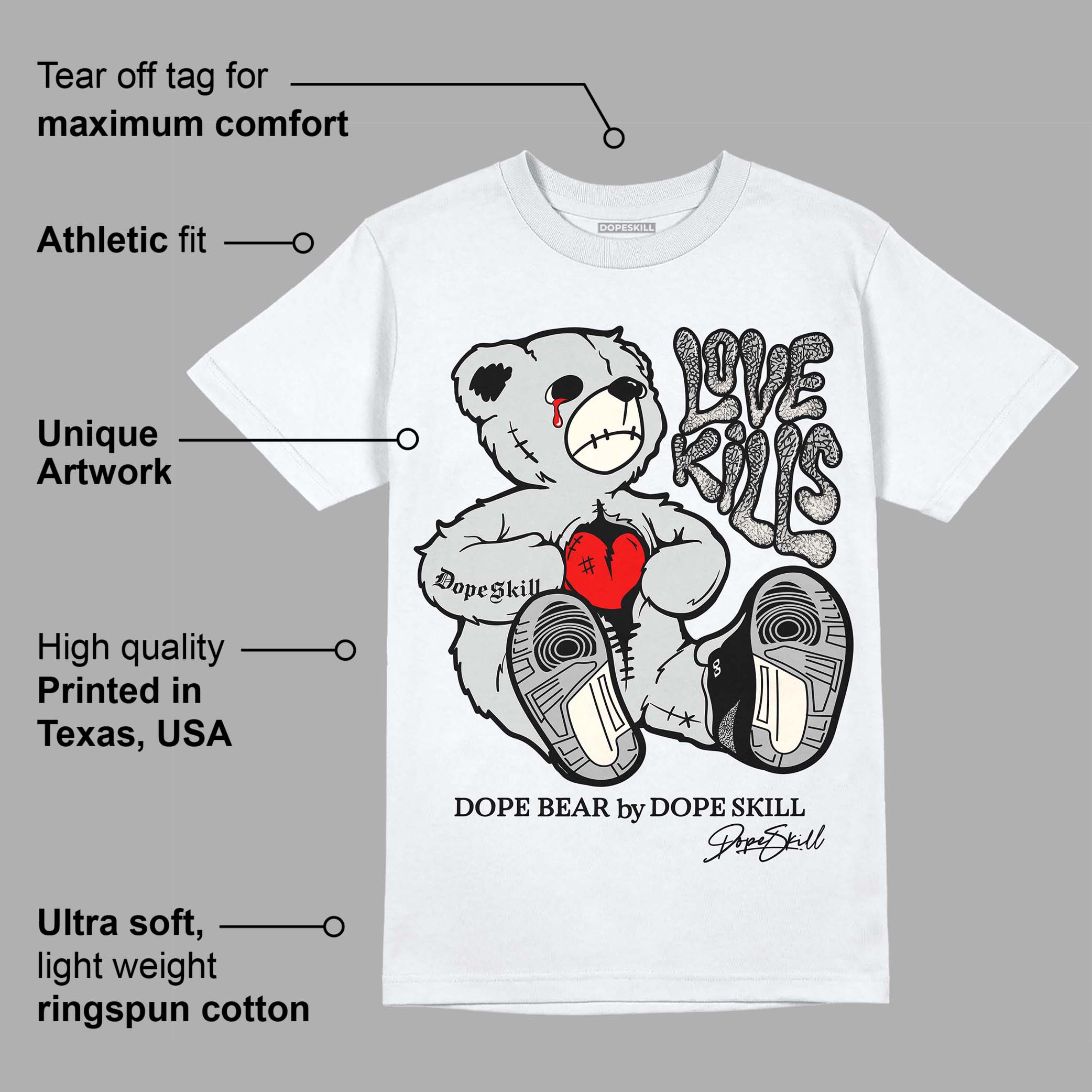 Off Noir 3s superstreetwear T-Shirt Love Kills Graphic
