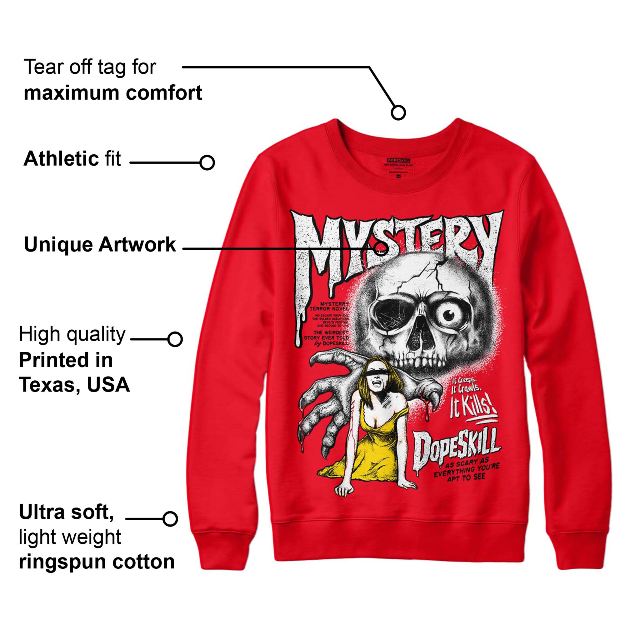 Red Thunder 4s superstreetwear Red Sweatshirt Mystery Ghostly Grasp Graphic