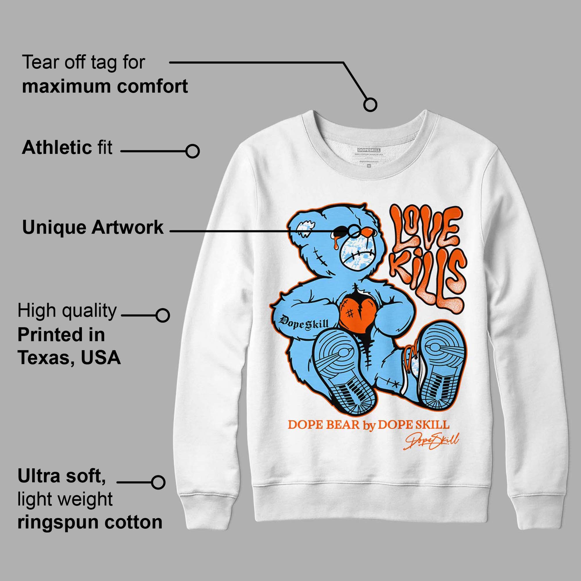 Dunk Low Futura University Blue superstreetwear Sweatshirt Love Kills Graphic