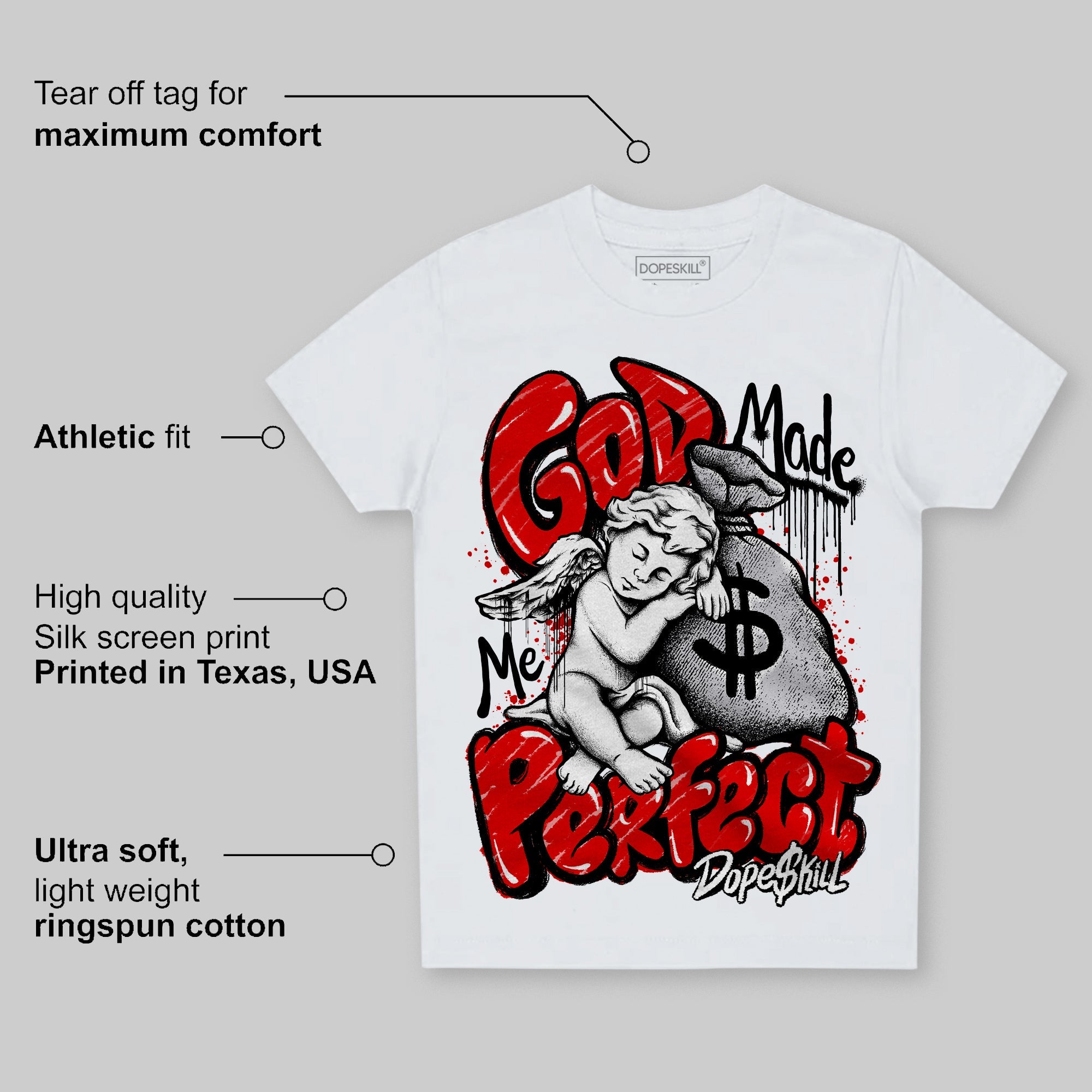 Red Cement 4S superstreetwear Toddler Kids T-shirt God Made Me Perfect Graphic