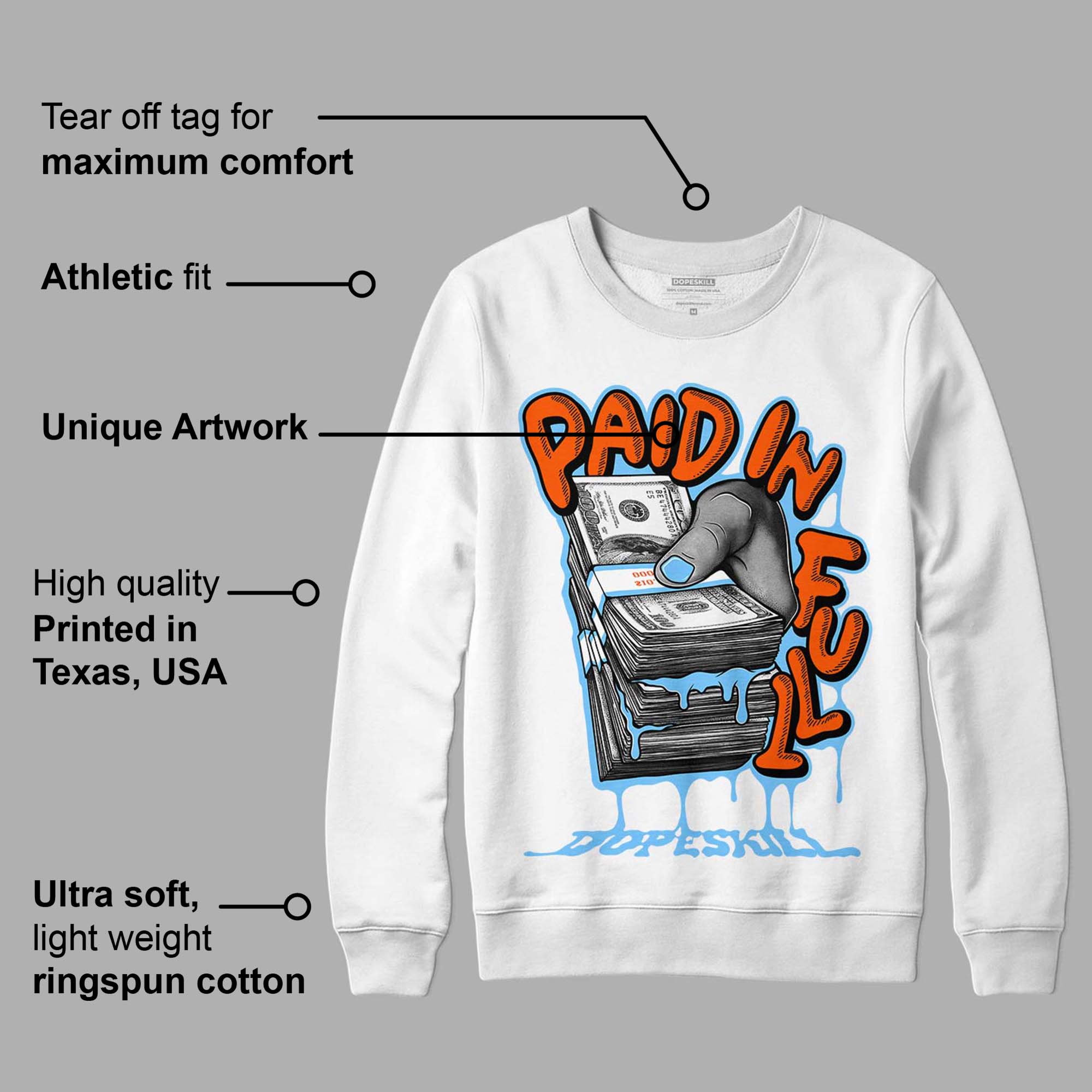 Dunk Low Futura University Blue superstreetwear Sweatshirt Paid In Full Graphic