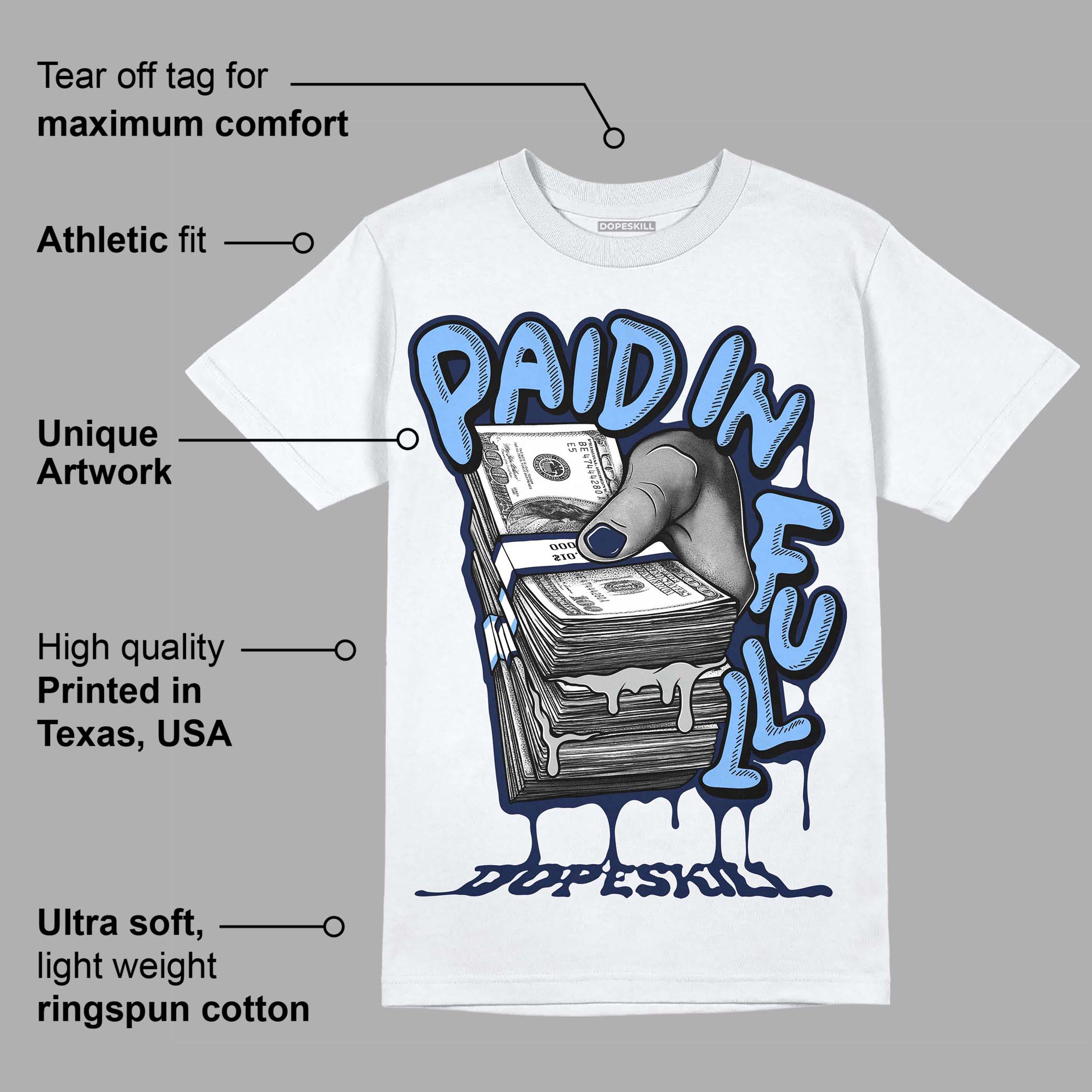 Midnight Navy 5s superstreetwear T-Shirt Paid In Full Graphic