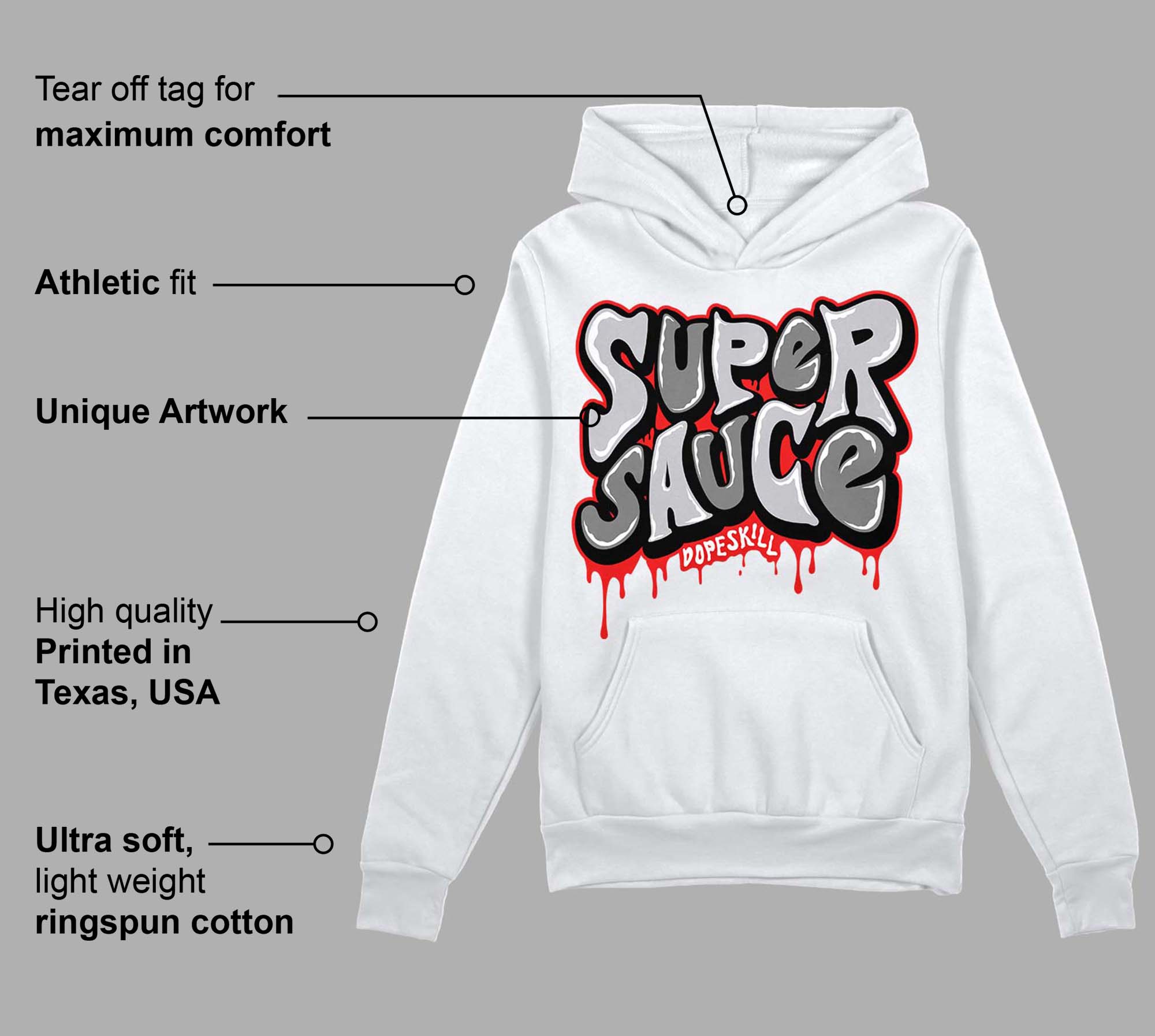 Grey Collection superstreetwear Hoodie Sweatshirt Super Sauce Graphic