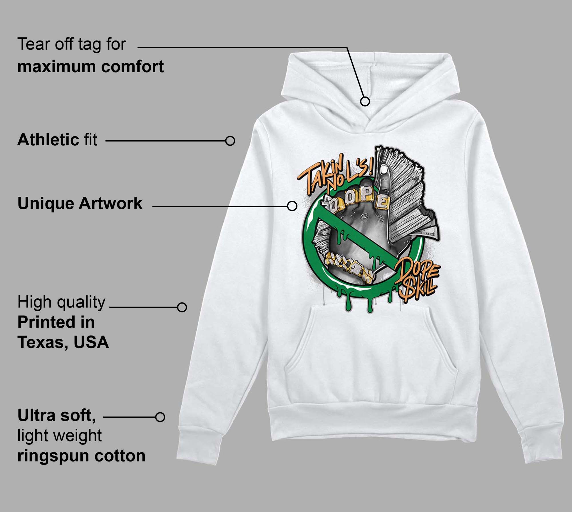 Pine Green 4s superstreetwear Hoodie Sweatshirt Takin No L's Graphic