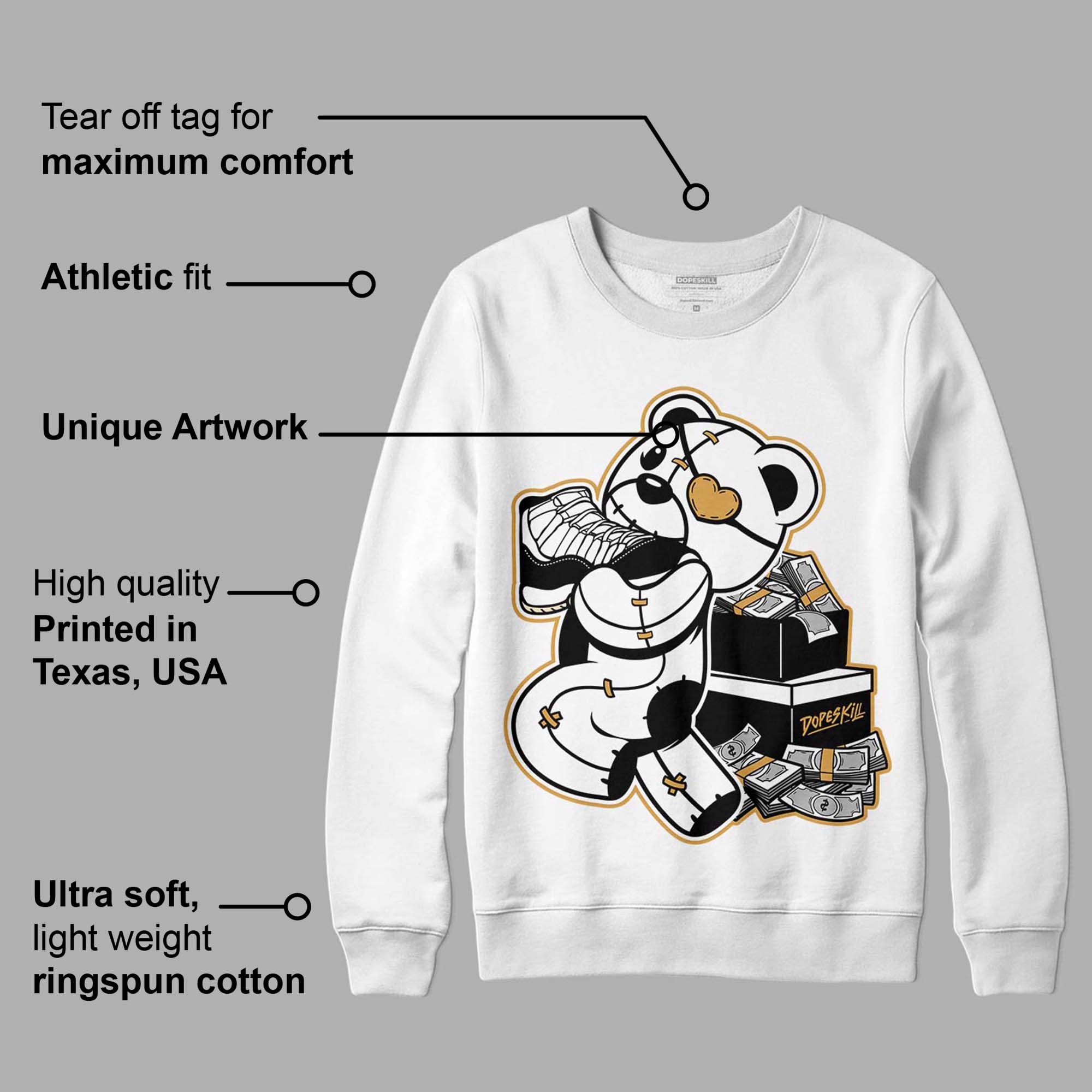 Gratitude 11s superstreetwear Sweatshirt Bear Steals Sneaker Graphic