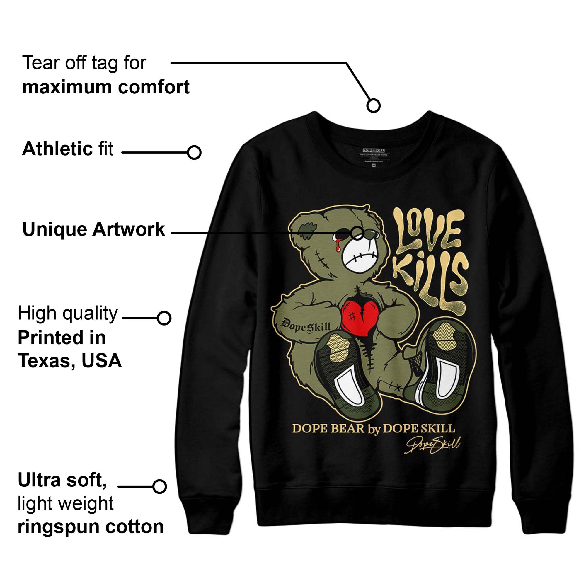Craft Olive 4s superstreetwear Sweatshirt Love Kills Graphic