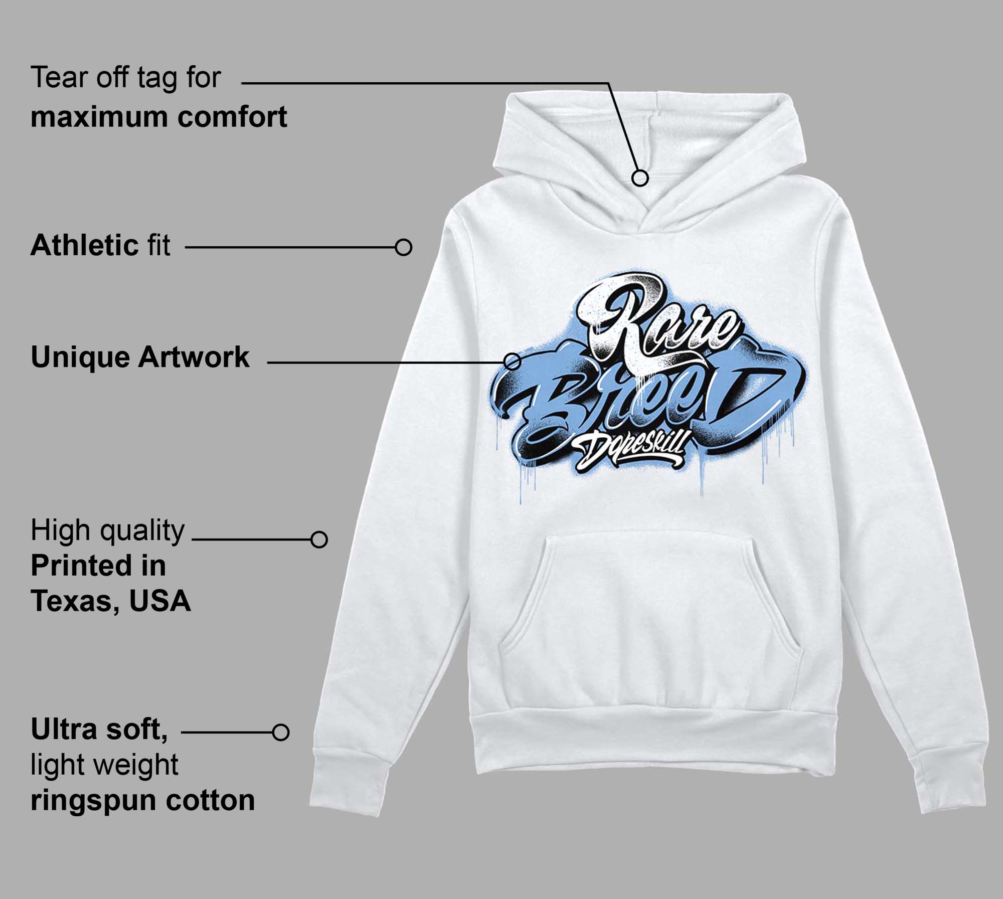 University Blue 5s superstreetwear Hoodie Sweatshirt Rare Breed Type Graphic