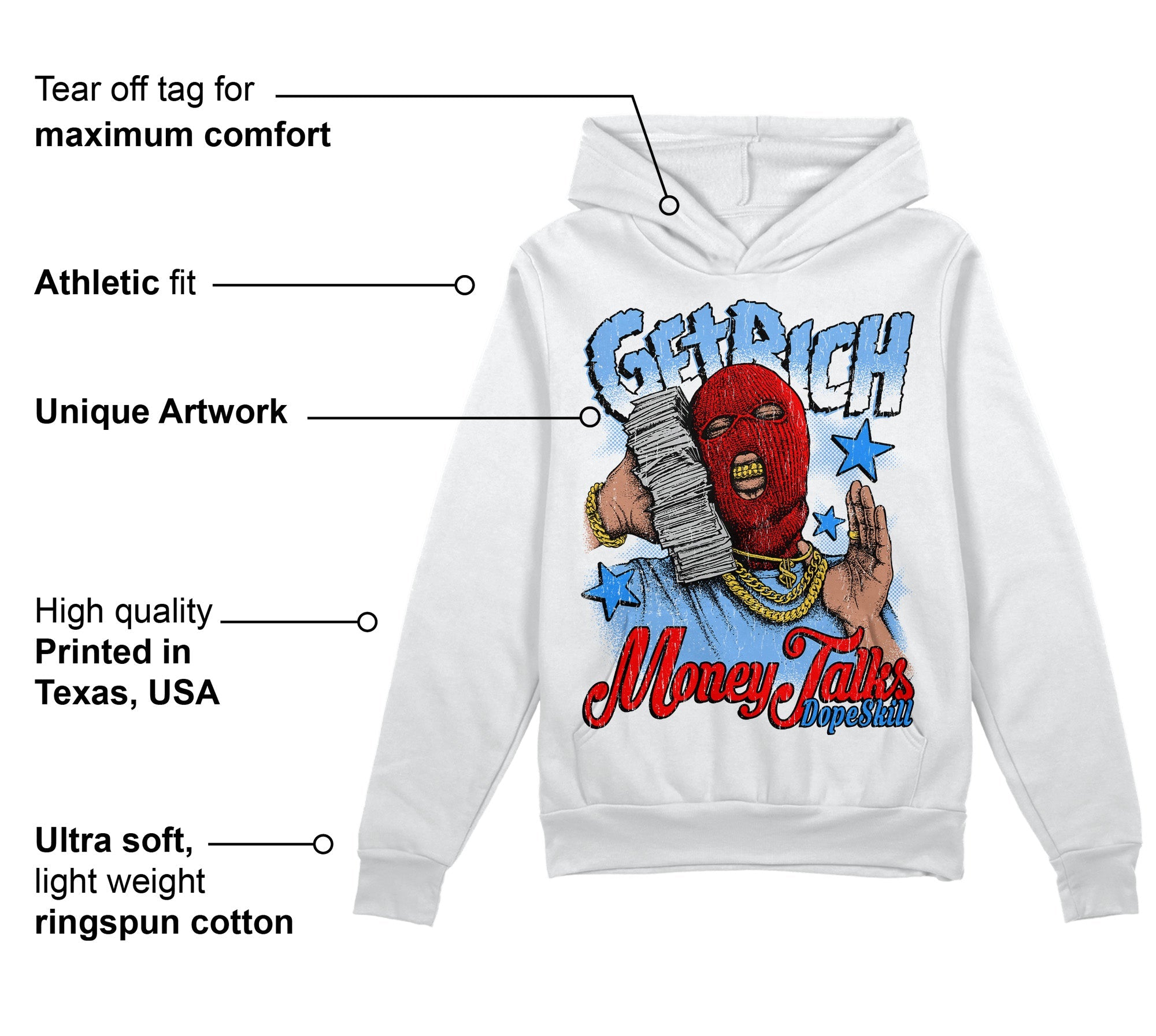 Powder Blue 9s superstreetwear Hoodie Sweatshirt Get Rich Graphic