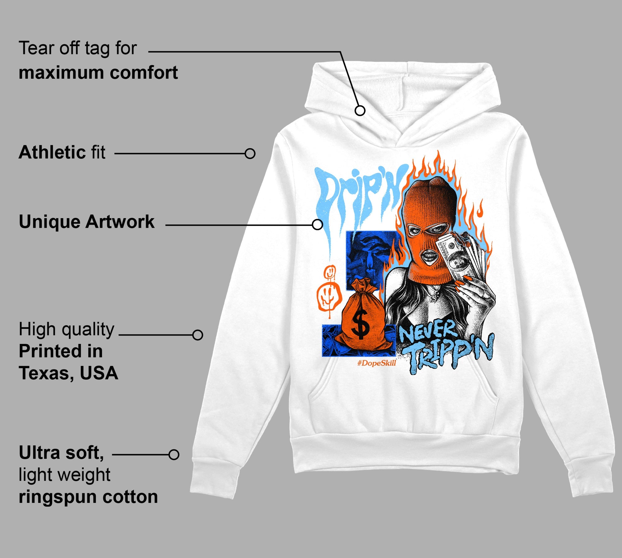 Dunk Futura University Blue superstreetwear Hoodie Sweatshirt Drip'n Never Tripp'n Graphic