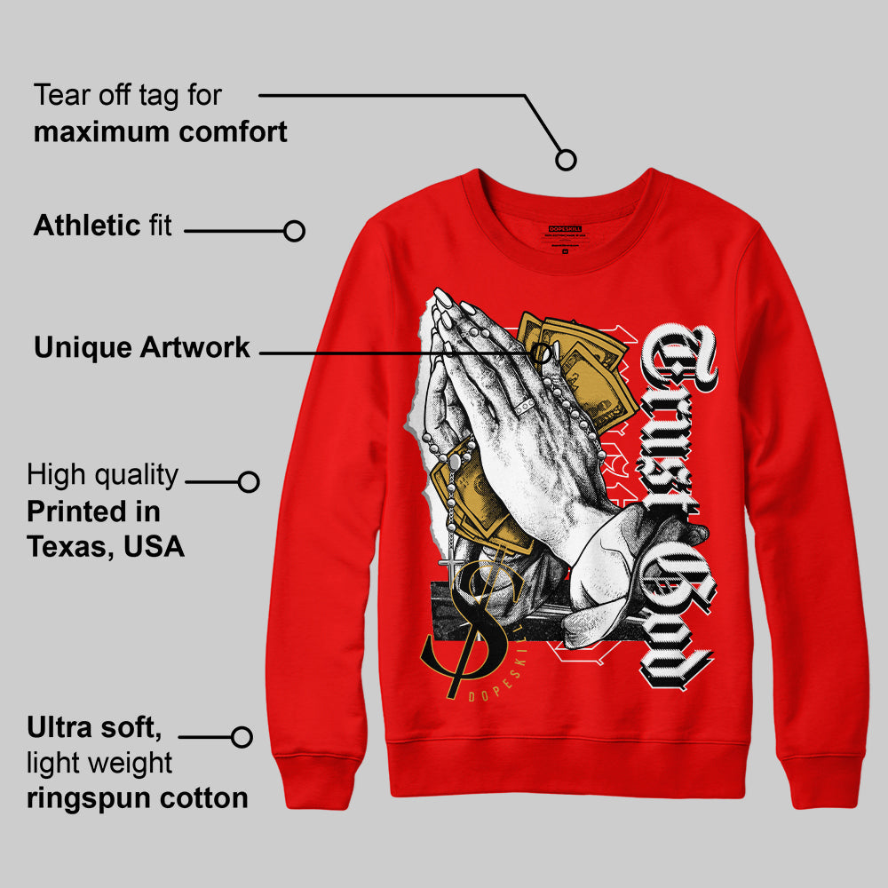 Red Collection superstreetwear Red Sweatshirt Trust God Graphic