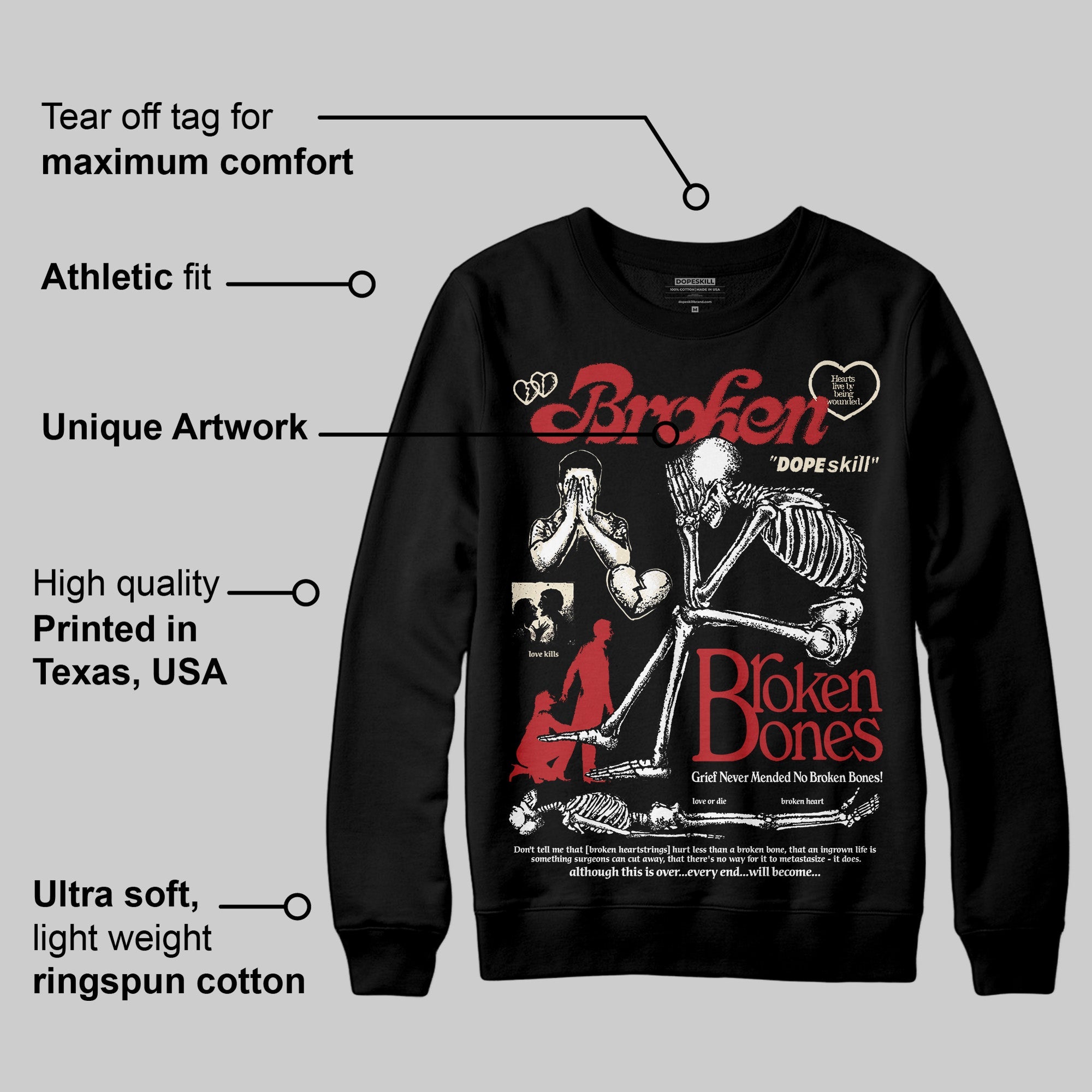 Black Toe Reimagined 1s superstreetwear Sweatshirt Broken Bones Graphic