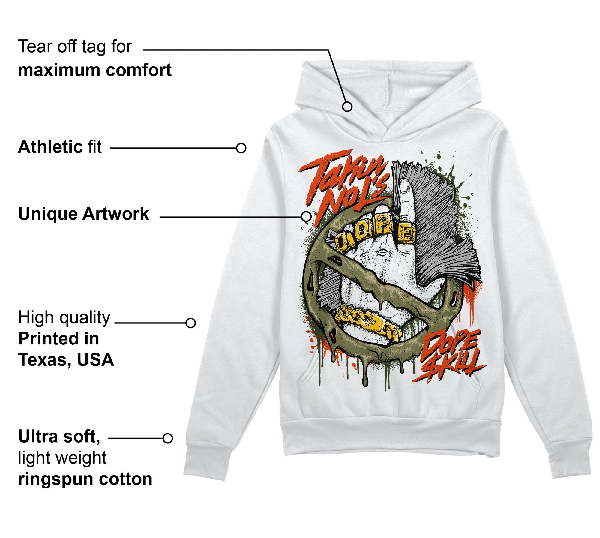 Olive Collection superstreetwear Hoodie Sweatshirt Takin No L's Graphic