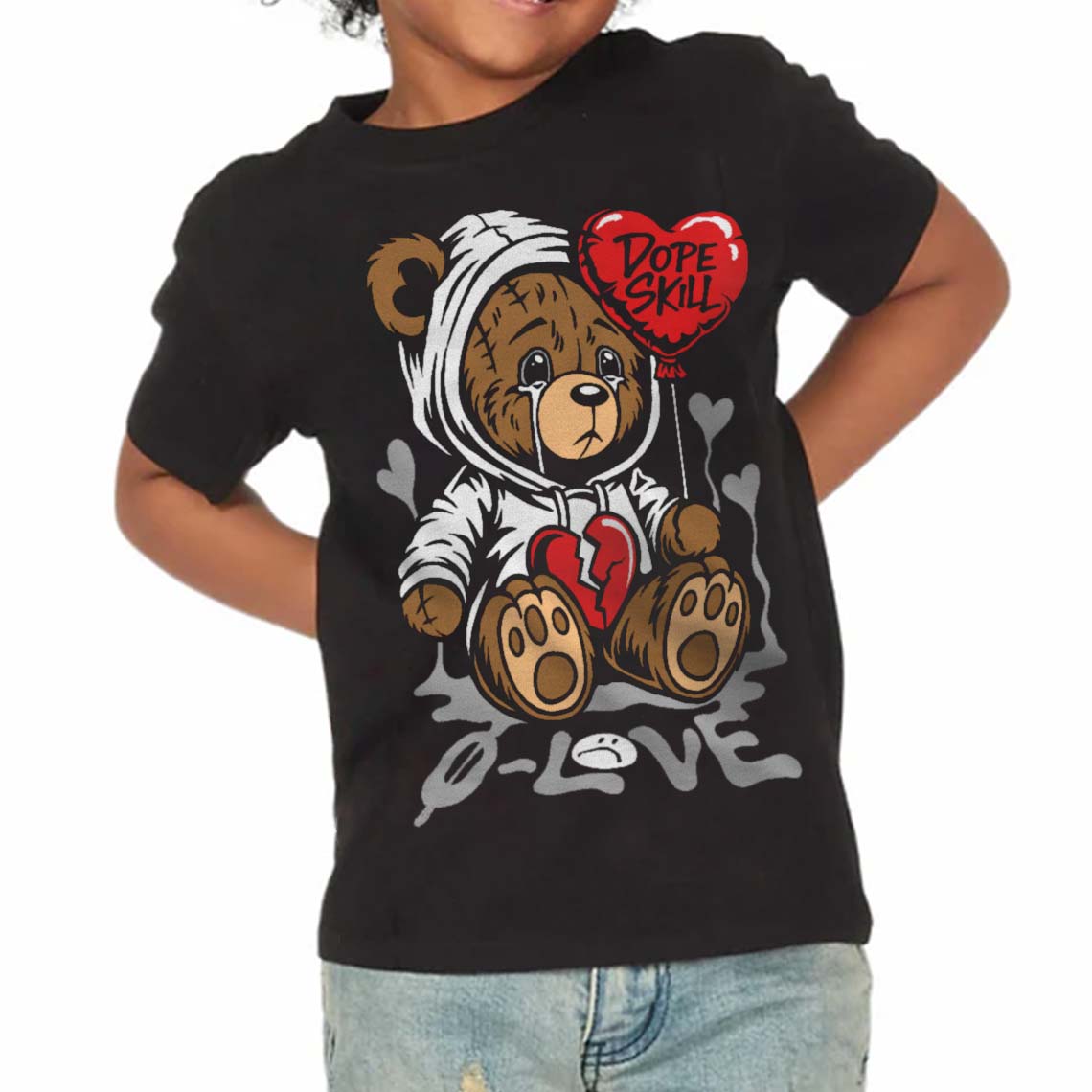 White Thunder 4s superstreetwear Toddler Kids T-shirt Broken Bear Graphic