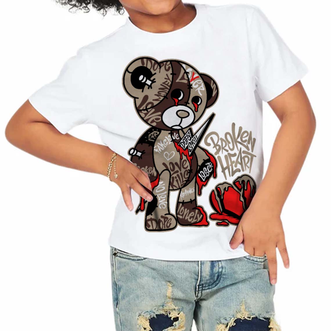 Latte 1s superstreetwear Toddler Kids T-shirt Broken Heart Graphic