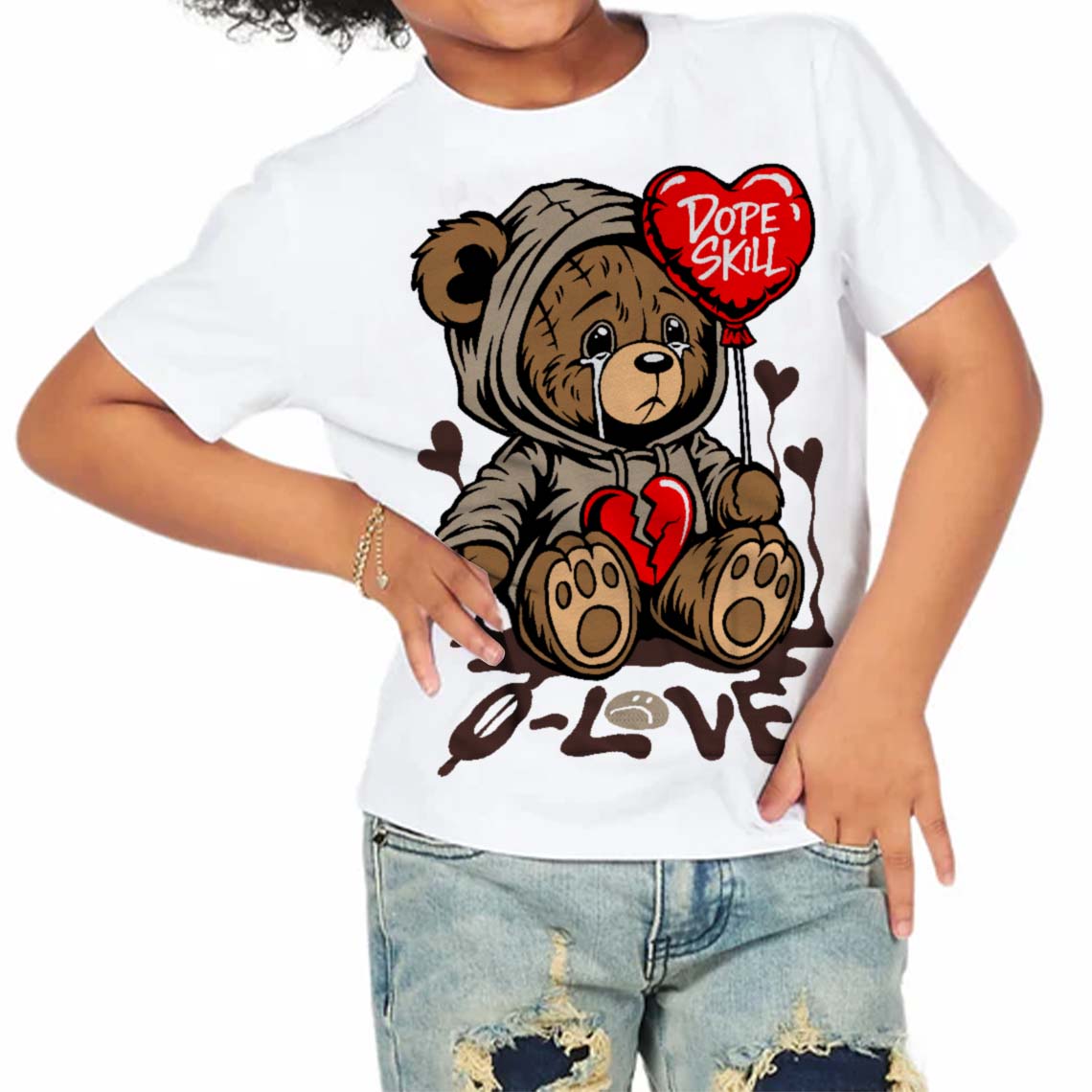 Latte 1s superstreetwear Toddler Kids T-shirt Broken Bear Graphic
