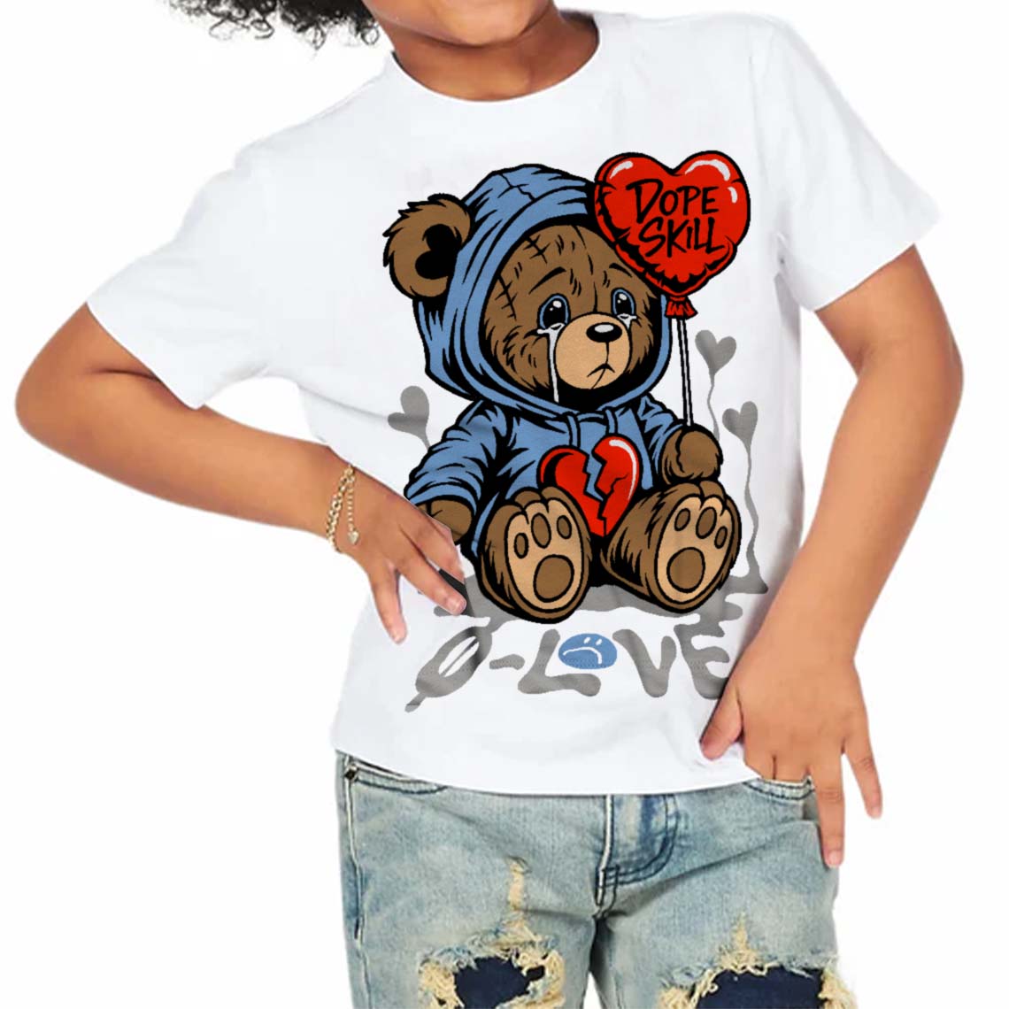 University Blue Collection superstreetwear Toddler Kids T-shirt Broken Bear Graphic
