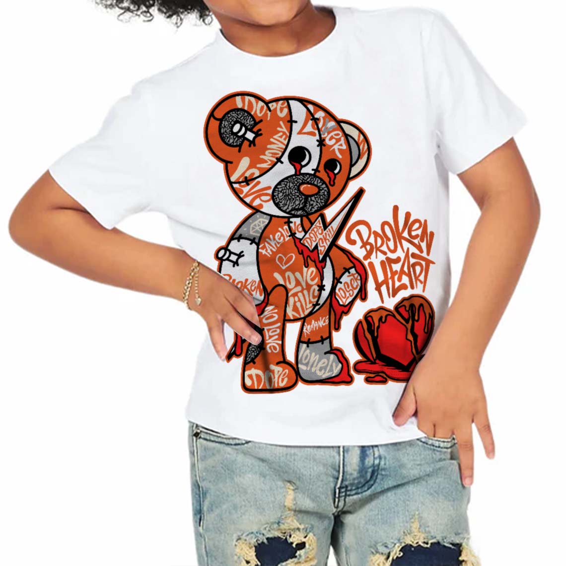 Georgia Peach 3s superstreetwear Toddler Kids T-shirt Broken Heart Graphic
