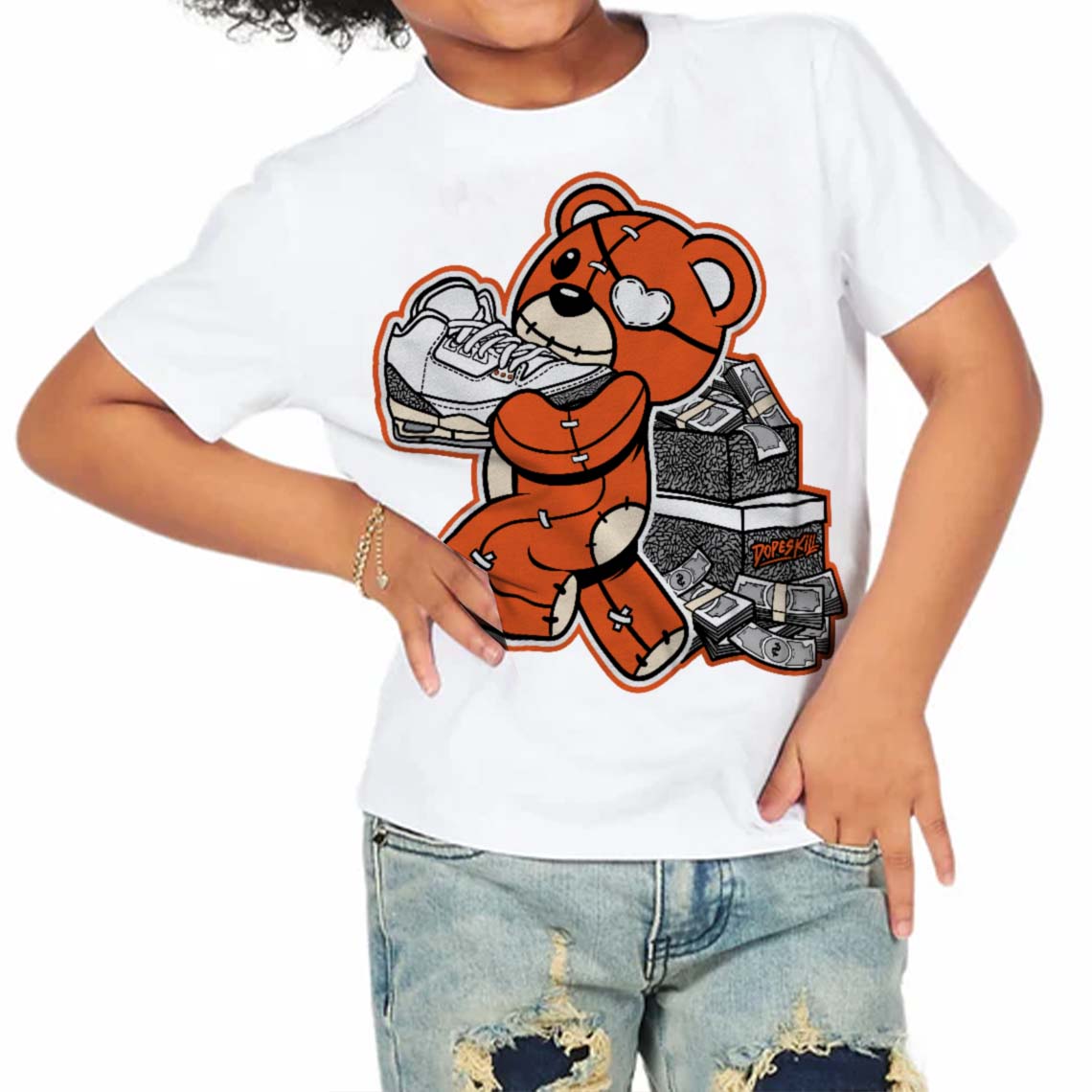 Georgia Peach 3s superstreetwear Toddler Kids T-shirt Bear Steals Sneaker Graphic