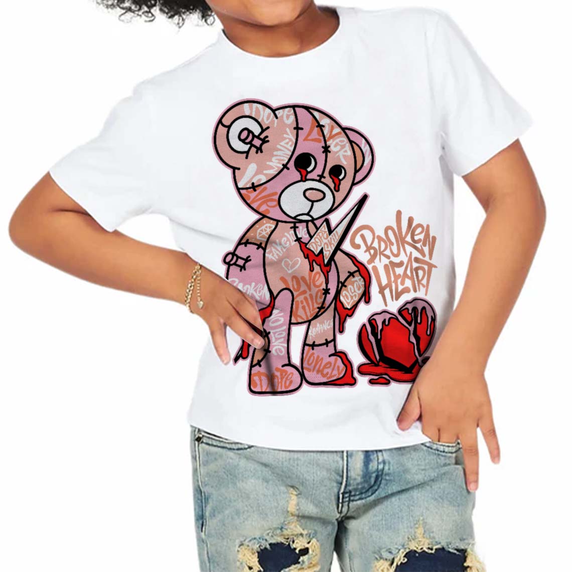 Legend Pink 11s superstreetwear Toddler Kids T-shirt Broken Heart Graphic