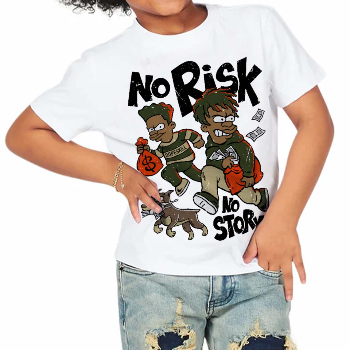 Olive Collection superstreetwear Toddler Kids T-shirt No Risk No Story Graphic
