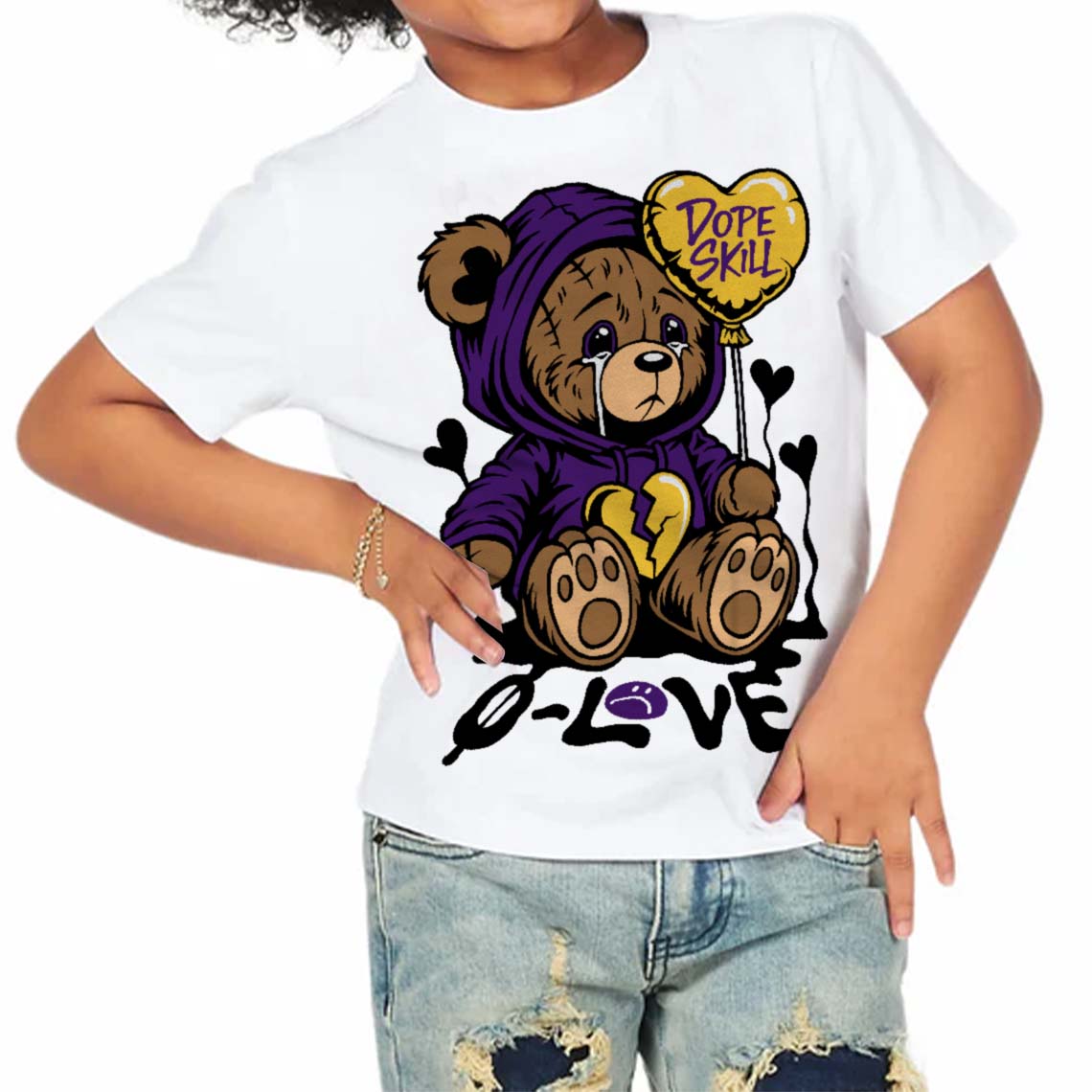 Field Purple 12s superstreetwear Toddler Kids T-shirt Broken Bear Graphic