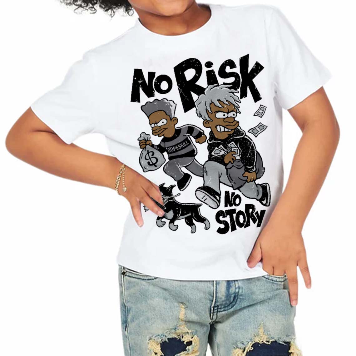 Fear 4s superstreetwear Toddler Kids T-shirt No Risk No Story Graphic