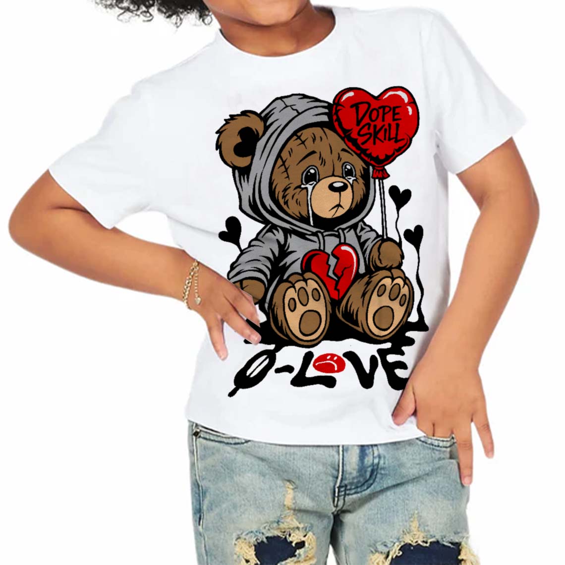 Panda White Black Dunk superstreetwear Toddler Kids T-shirt Broken Bear Graphic