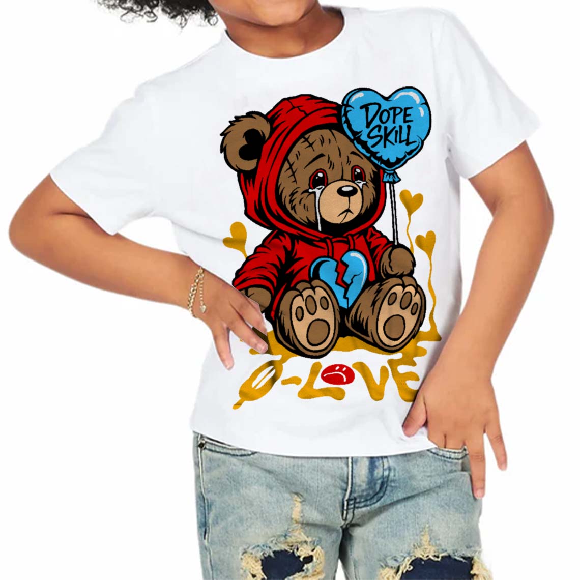 Red Collection superstreetwear Toddler Kids T-shirt Broken Bear Graphic