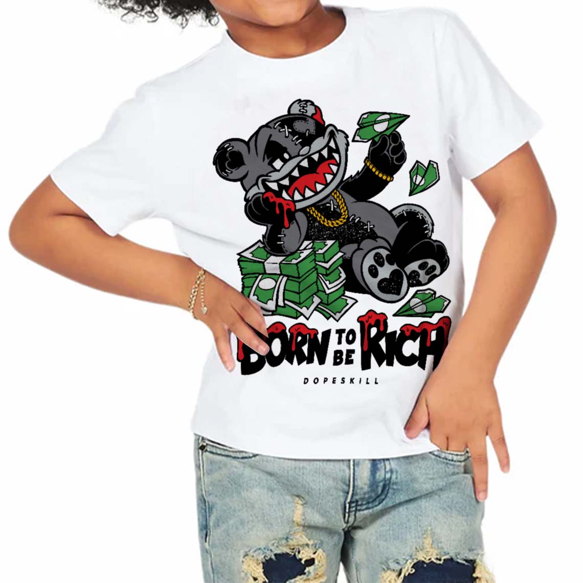 Fear 4s superstreetwear Toddler Kids T-shirt Born To Be Rich Graphic