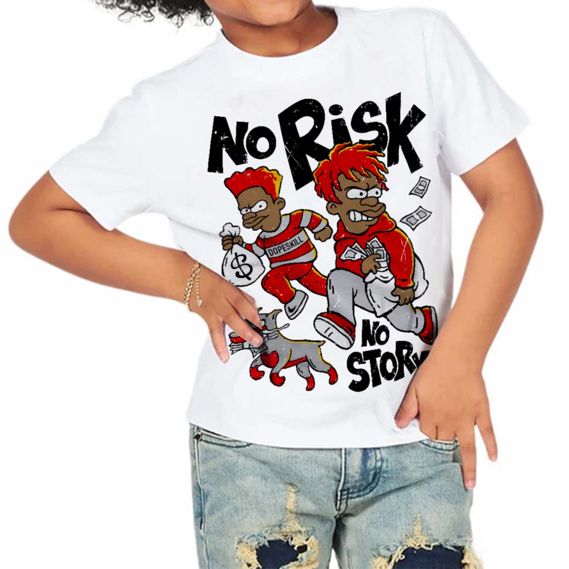 Red Cement 4S superstreetwear Toddler Kids T-shirt No Risk No Story Graphic