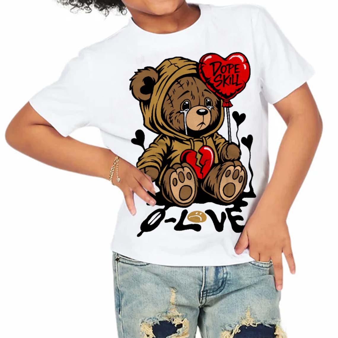 Gratitude 11s superstreetwear Toddler Kids T-shirt Broken Bear Graphic