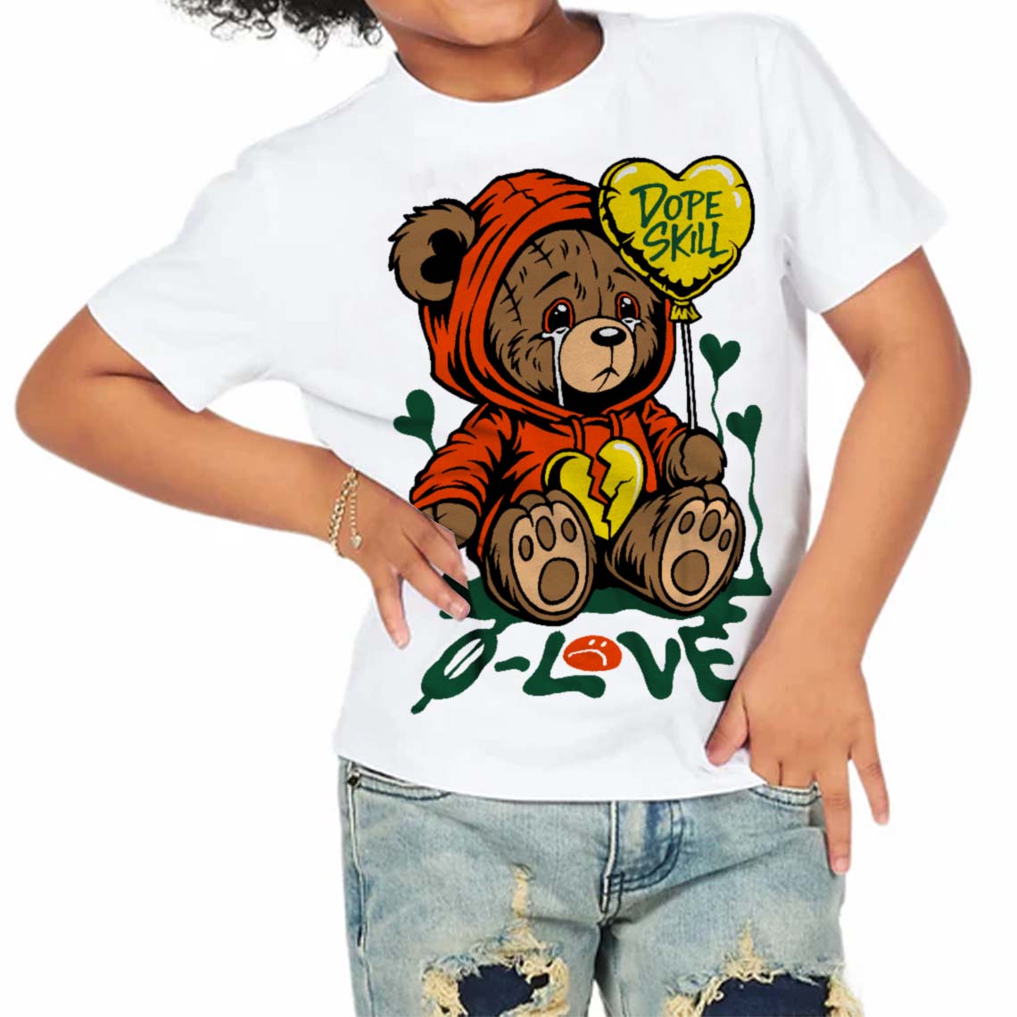 Dunk Team Dark Green Orange superstreetwear Toddler Kids T-shirt Broken Bear Graphic