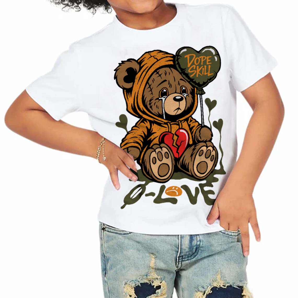 Olive 5s superstreetwear Toddler Kids T-shirt Broken Bear Graphic