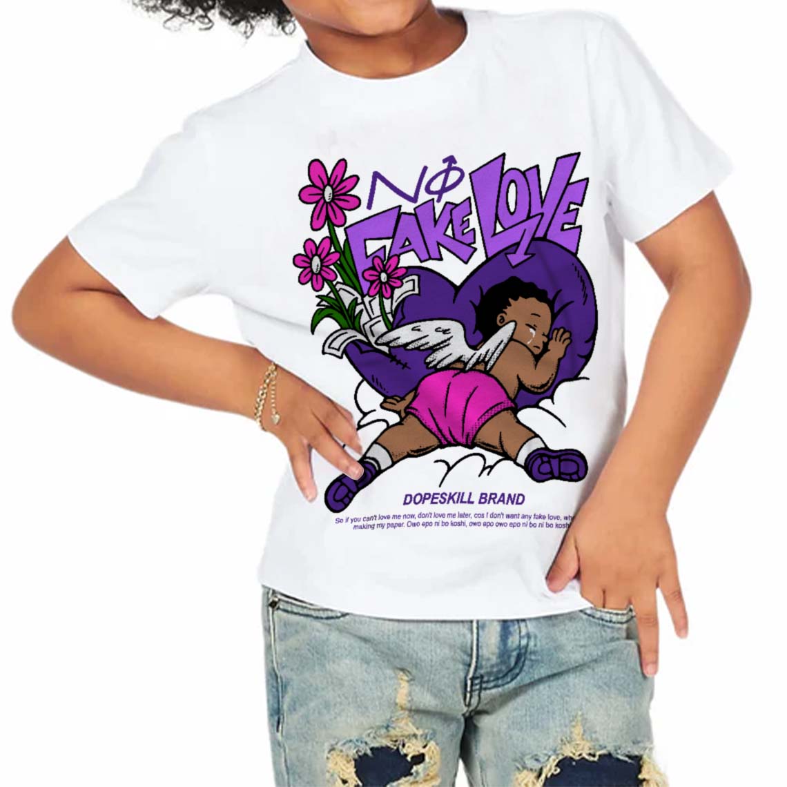 PURPLE Collection superstreetwear Toddler Kids T-shirt No Fake Love Graphic