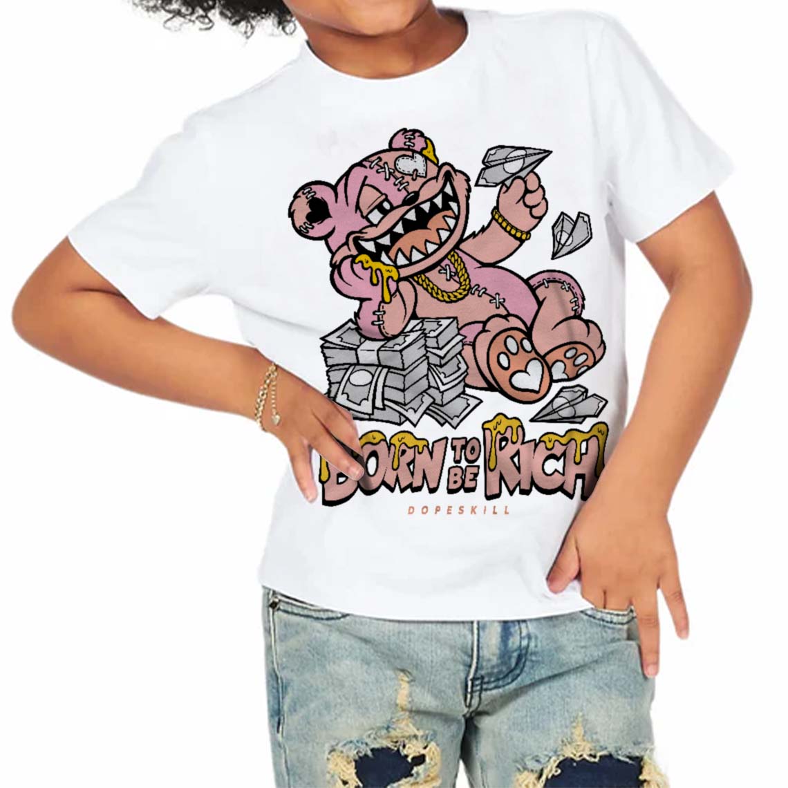 Legend Pink 11s superstreetwear Toddler Kids T-shirt Born To Be Rich Graphic