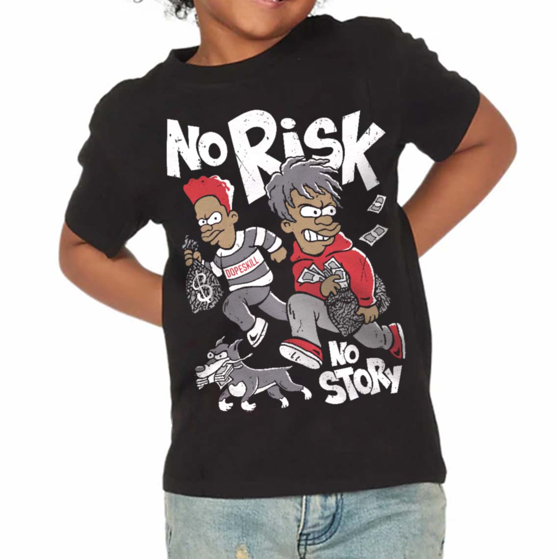 Cement Grey 3s superstreetwear Toddler Kids T-shirt No Risk No Story Graphic